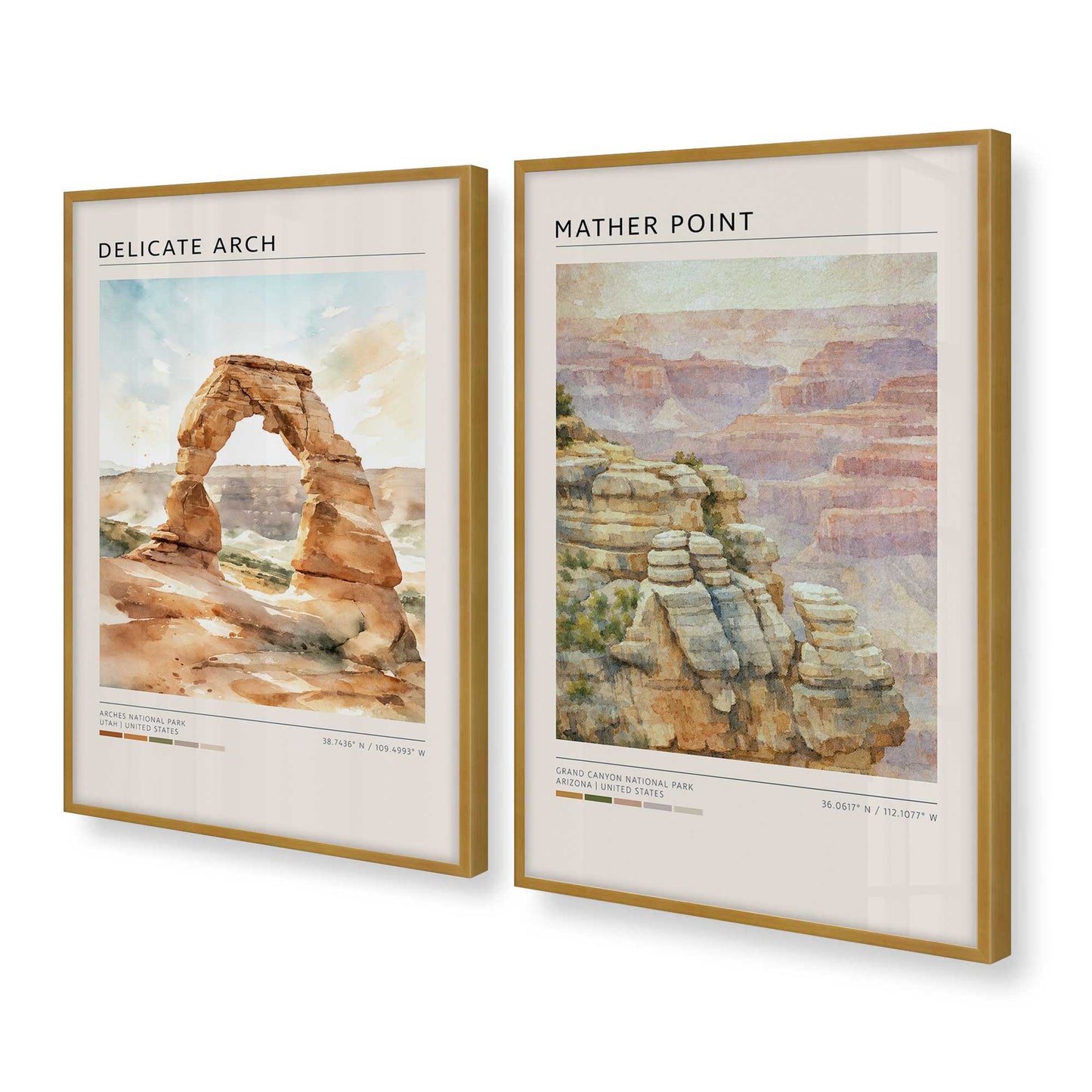 [Color:Polished Gold], Picture of art in a Polished Gold frame at an angle