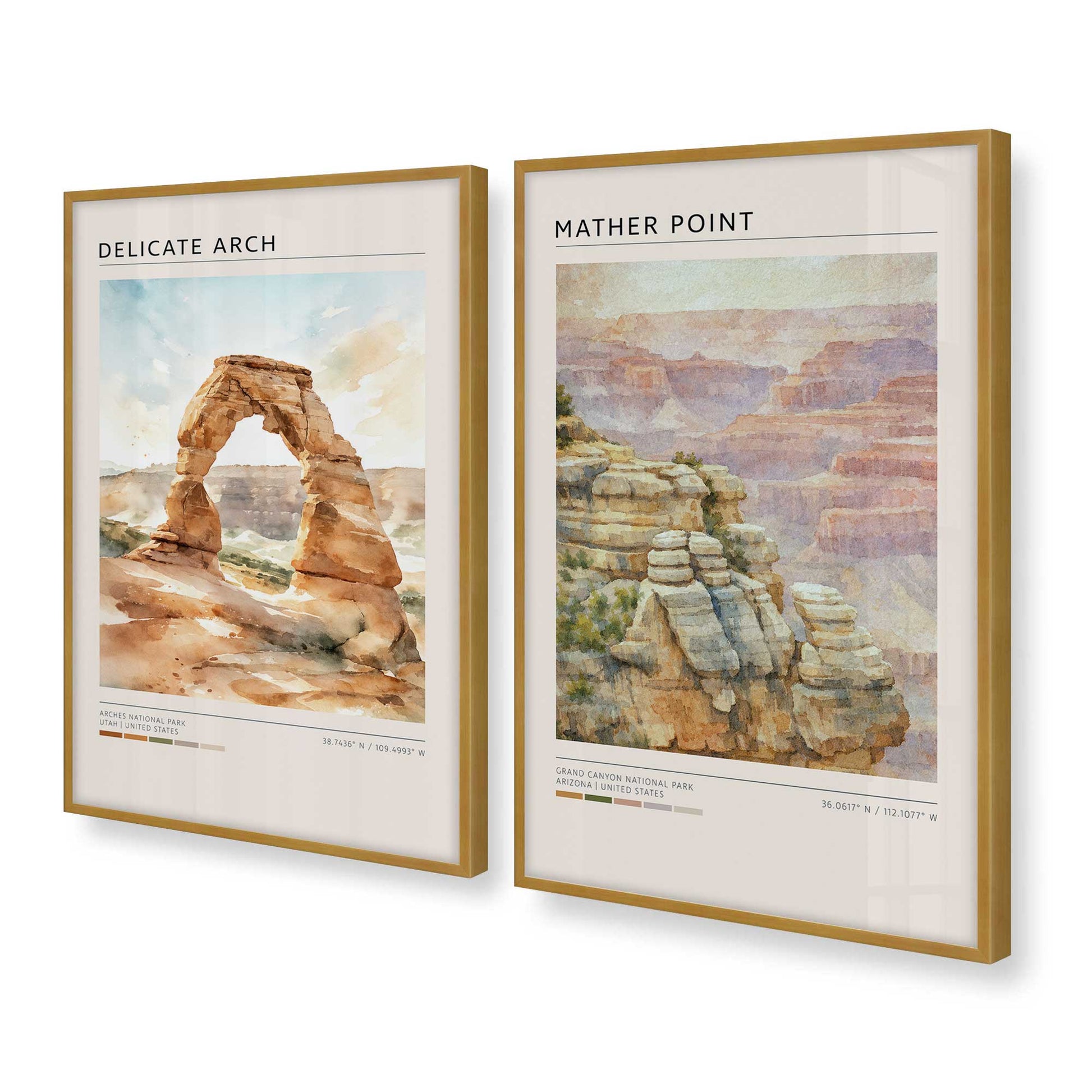 [Color:Polished Gold], Picture of art in a Polished Gold frame at an angle