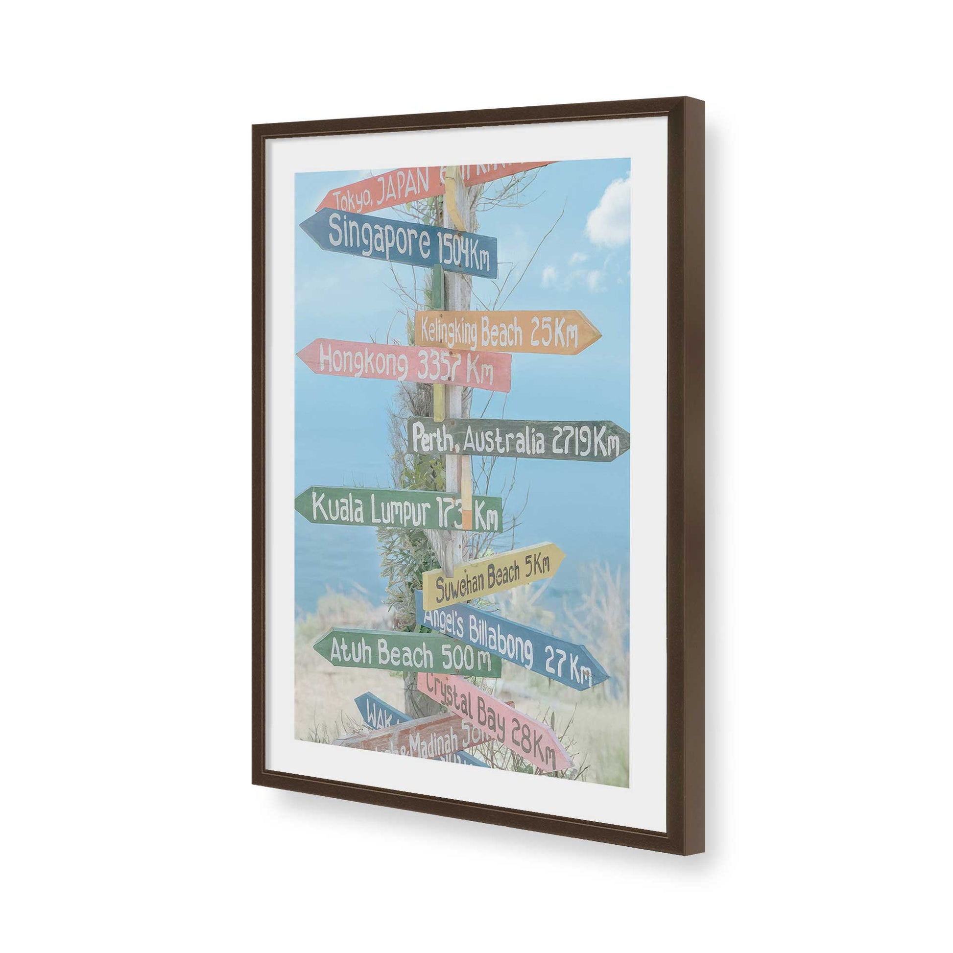 [Color:Brown], Picture of art in a Brown frame of the corner