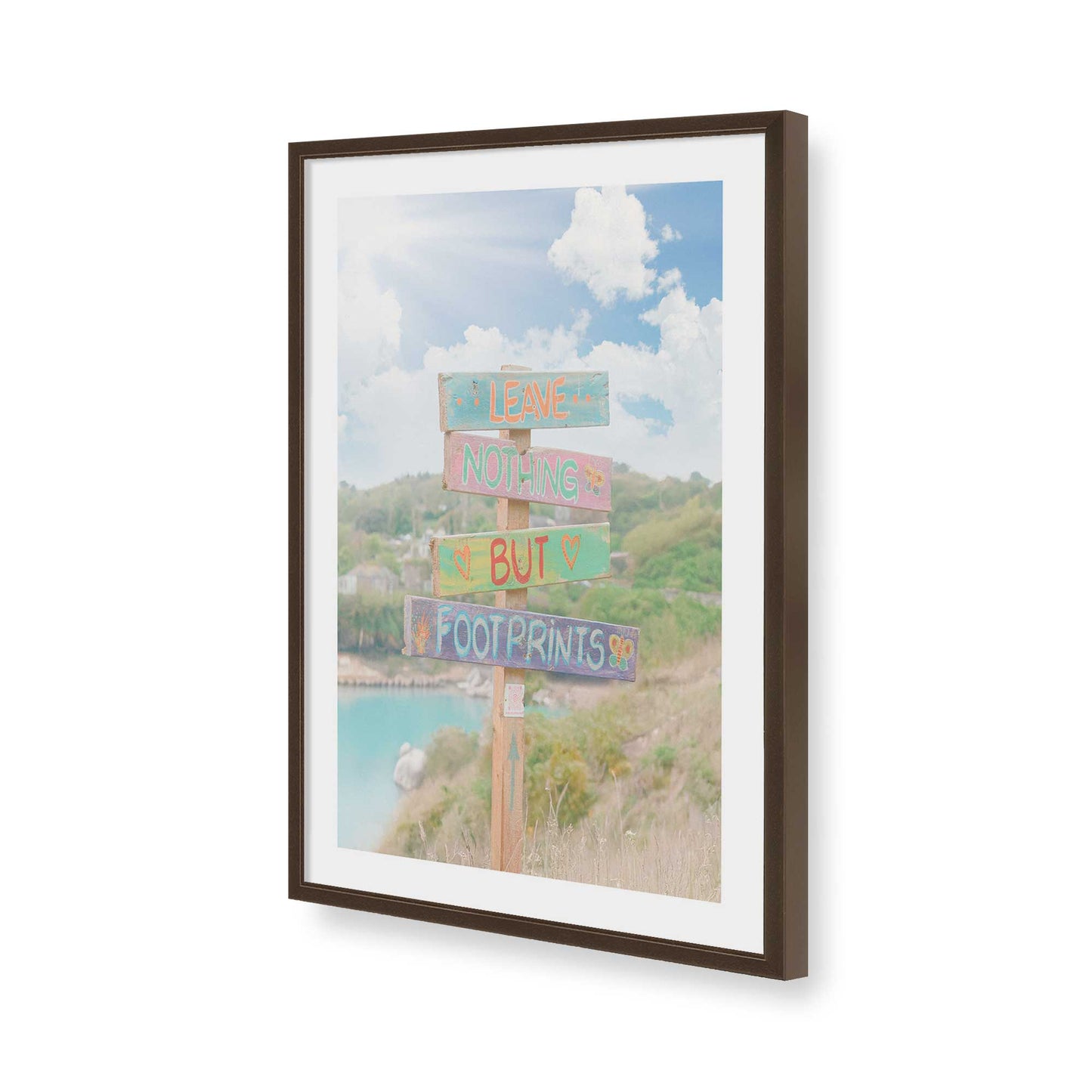 [Color:Brown], Picture of art in a Brown frame of the corner