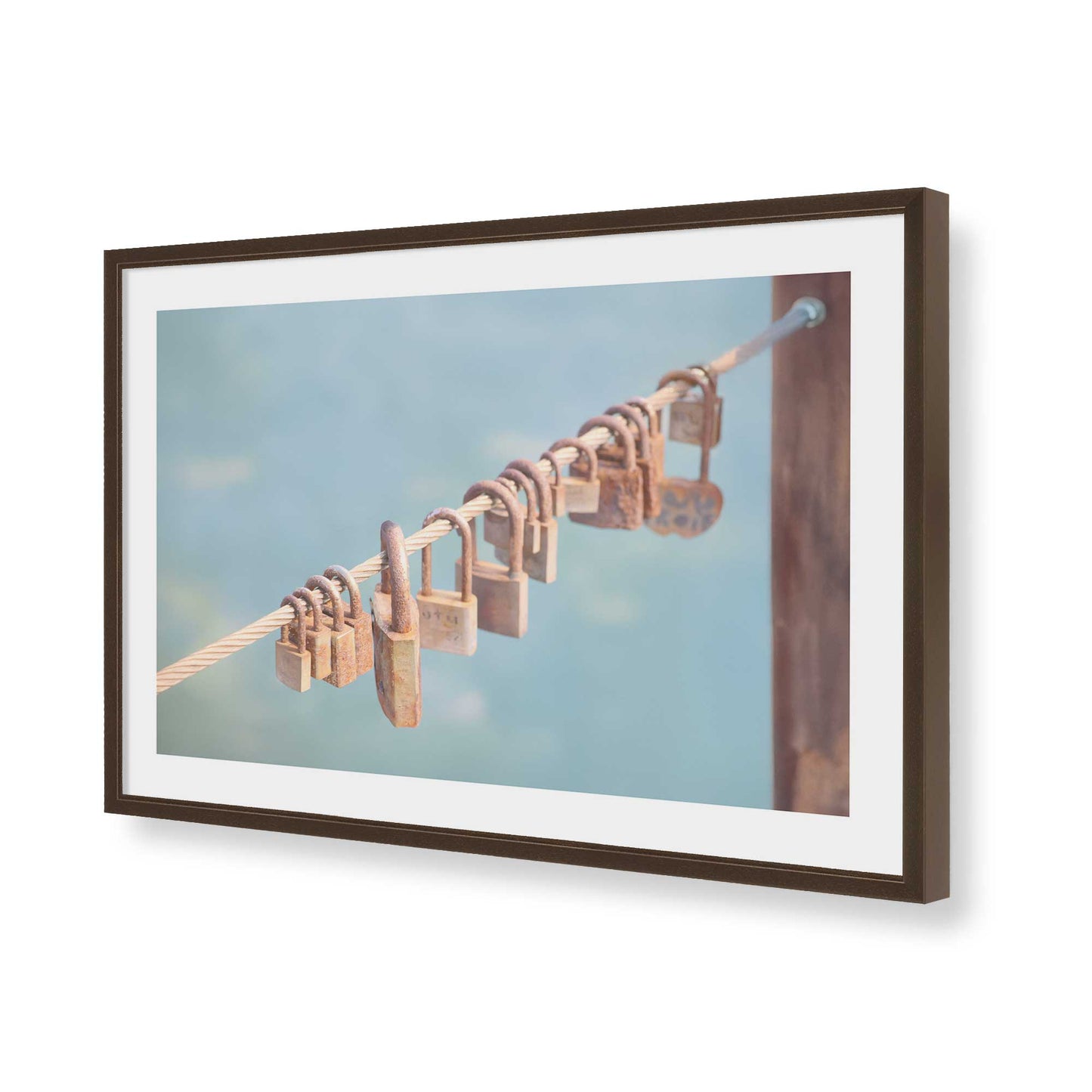 [Color:Brown], Picture of art in a Brown frame of the corner