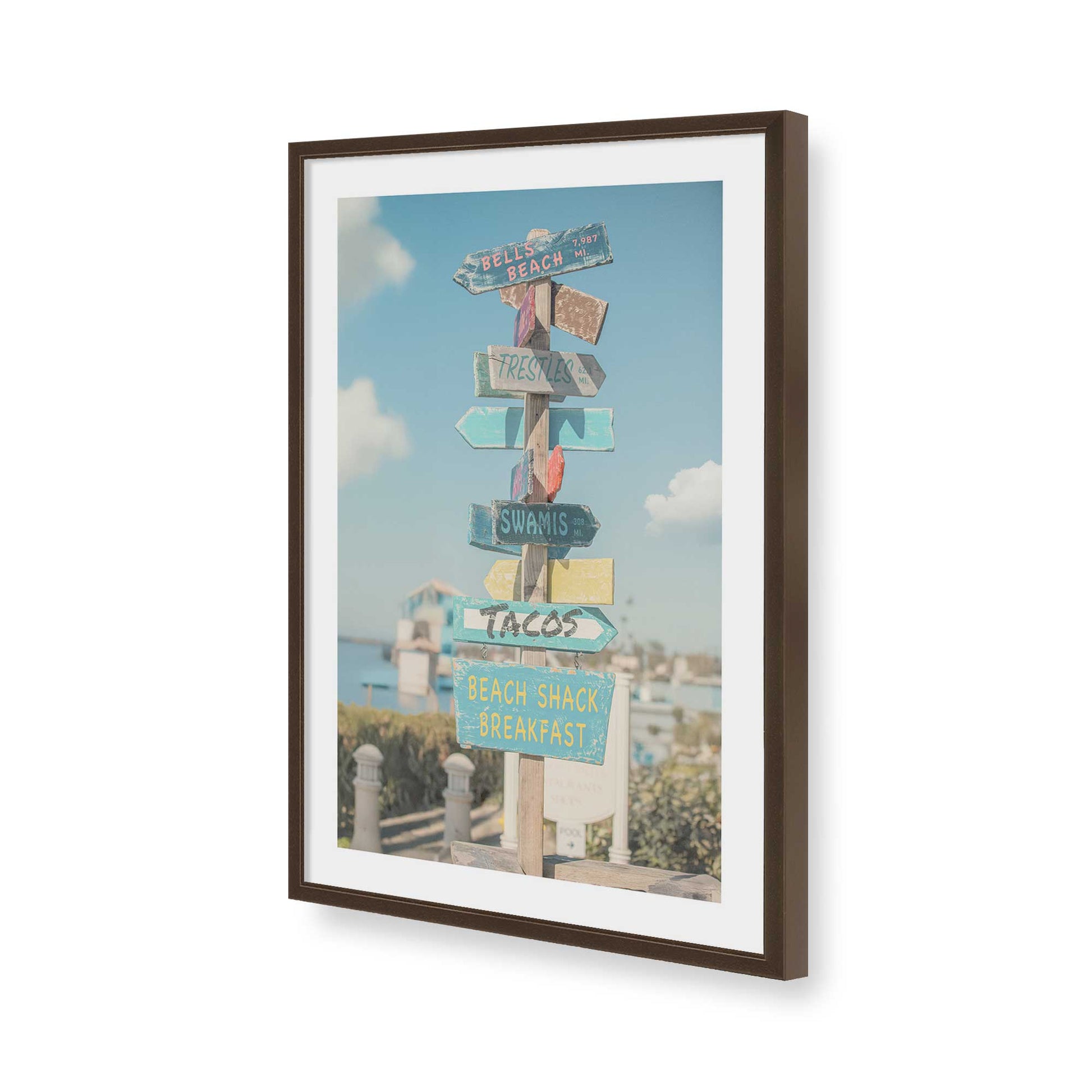 [Color:Brown], Picture of art in a Brown frame of the corner