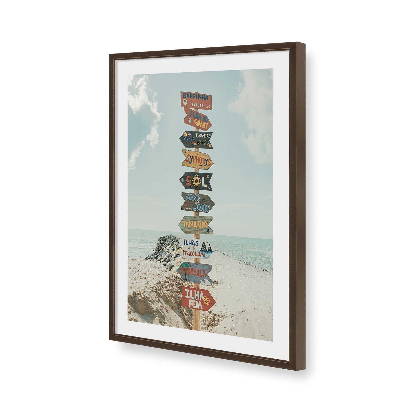 [Color:Brown], Picture of art in a Brown frame of the corner