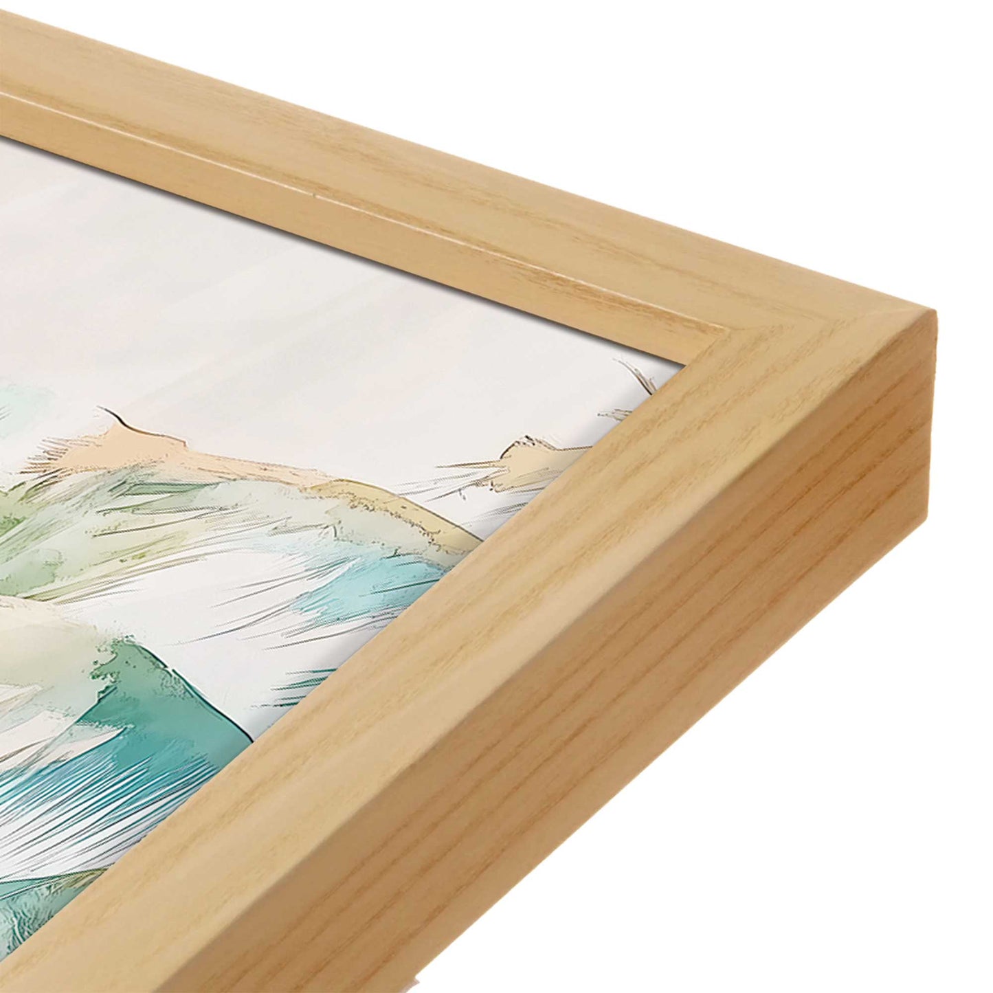 [Color:American Maple], Picture of art in a American Maple frame at an angle