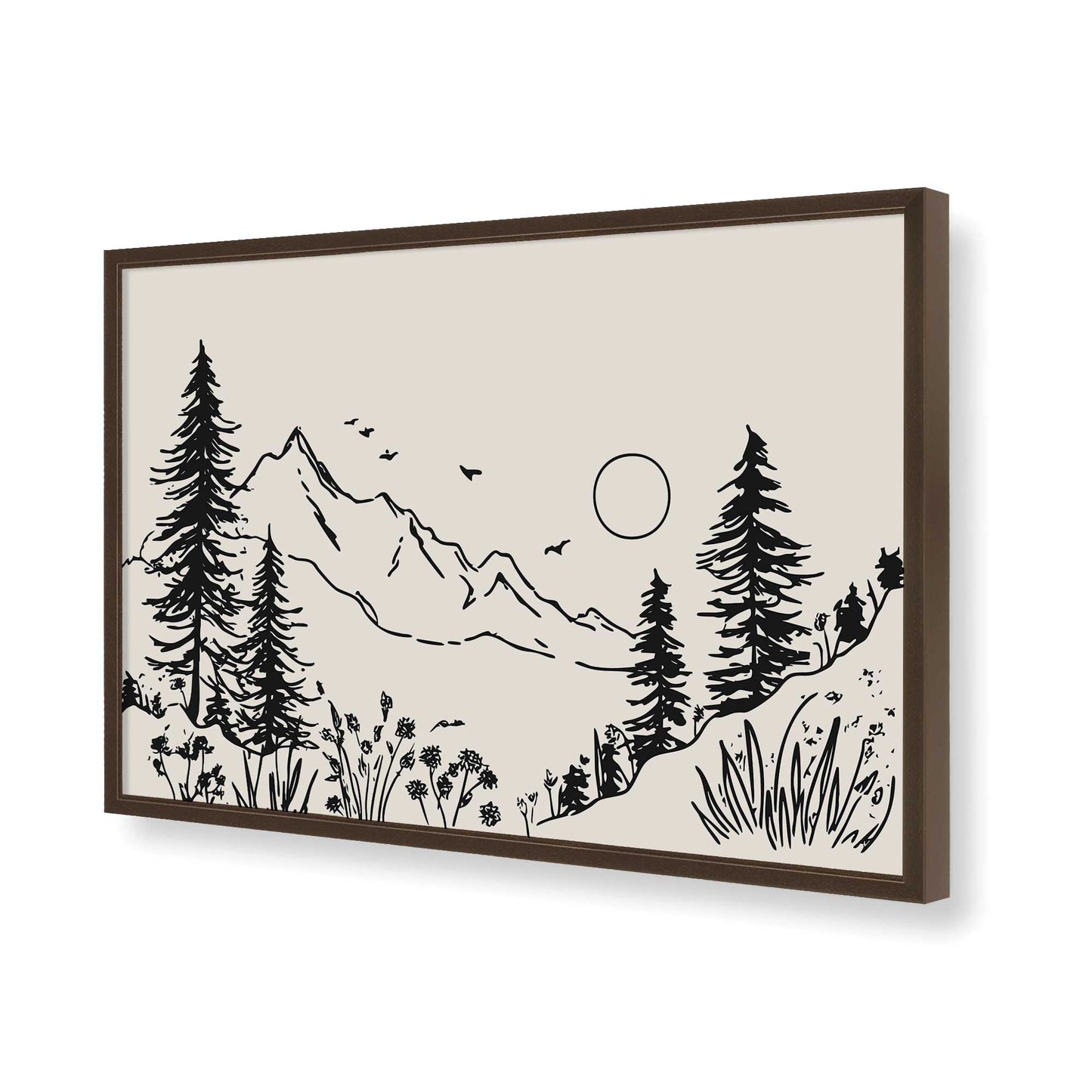 [Color:Brown], Picture of art in a Brown frame of the corner