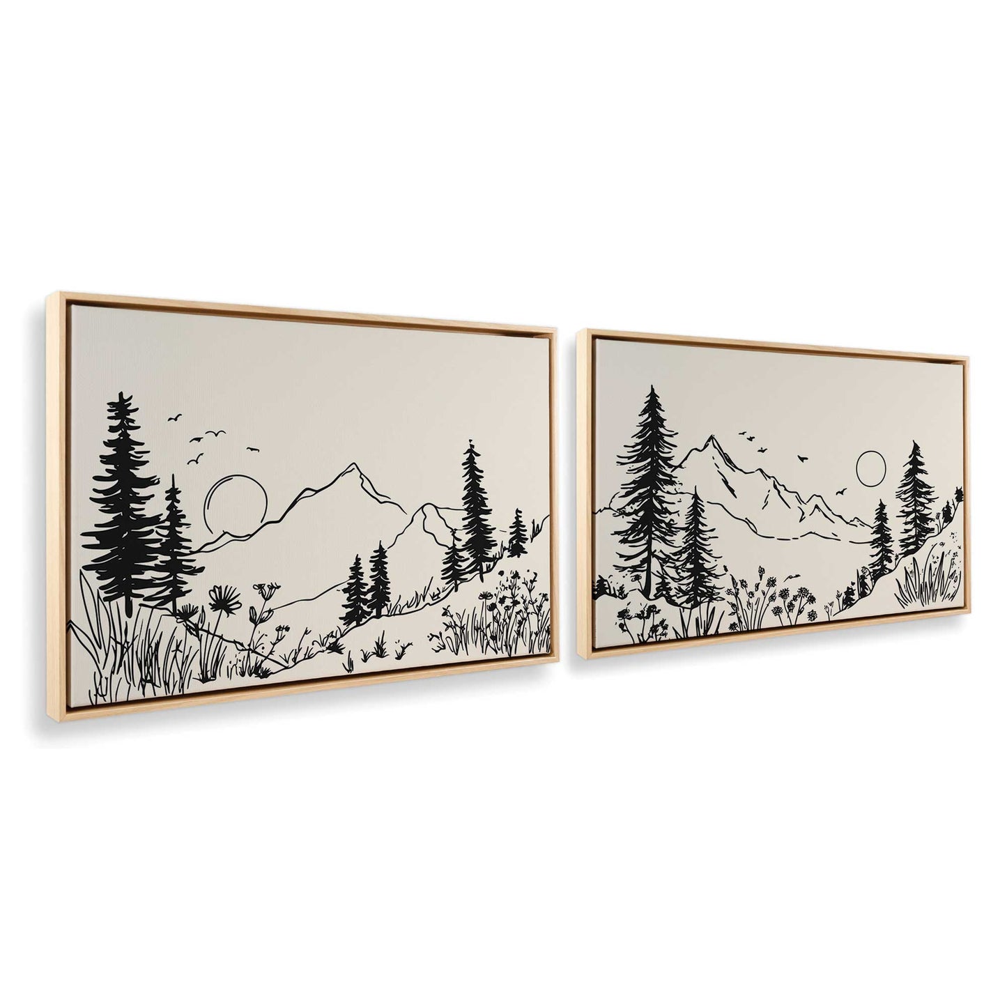 [Color:American Maple], Picture of art in a American Maple frame at an angle