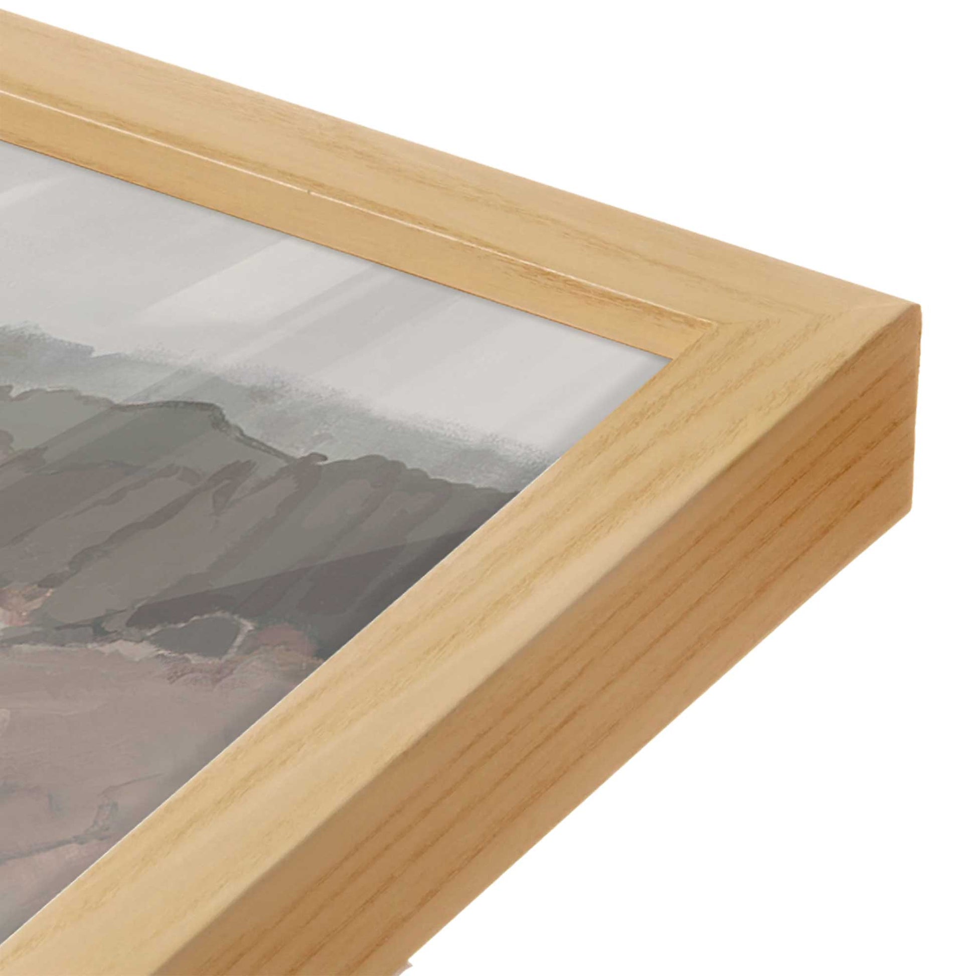 [Color:American Maple], Picture of art in a American Maple frame at an angle