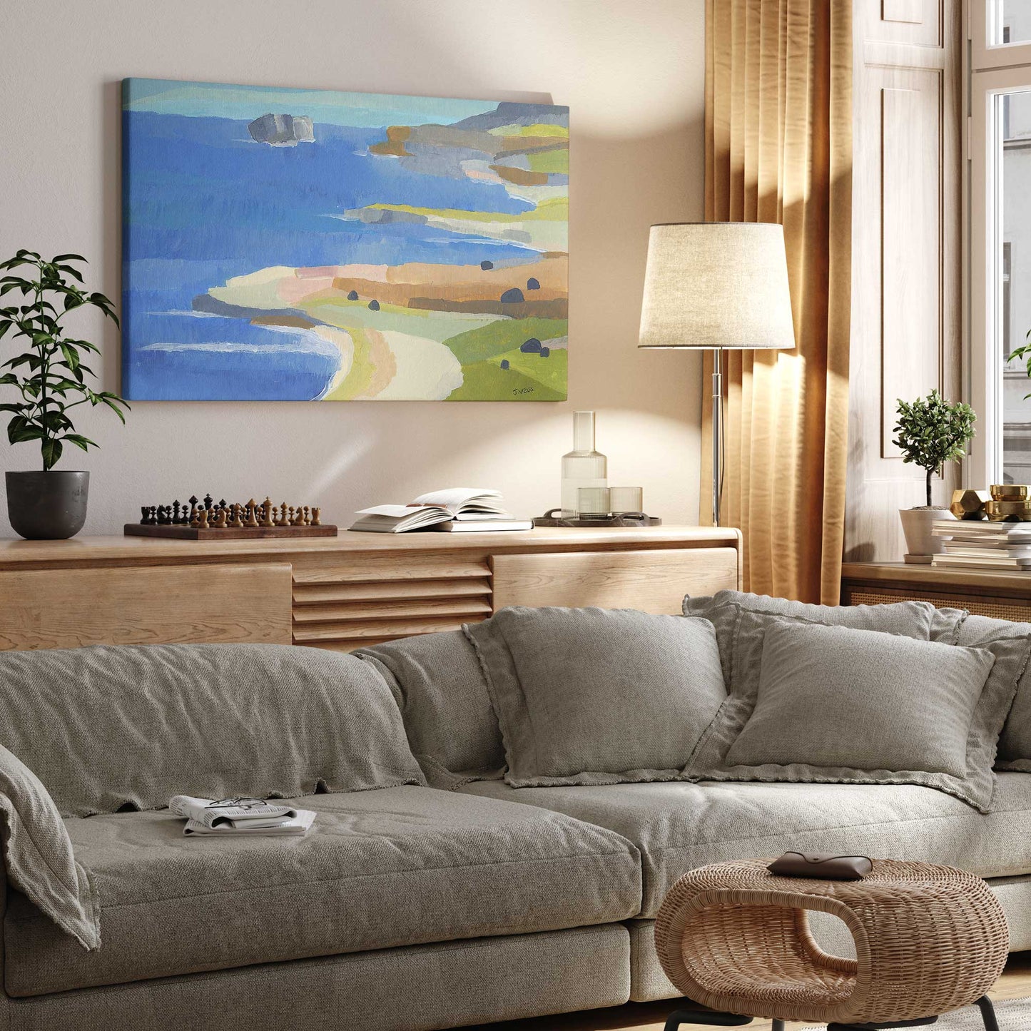Irish Coastal Whimsy Print on Canvas