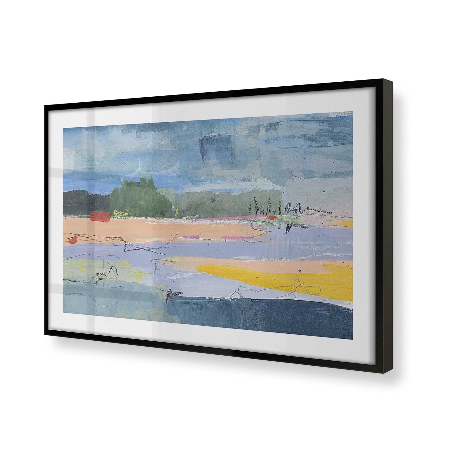 [Color:Satin Black], Picture of art in a Satin Black frame at an angle