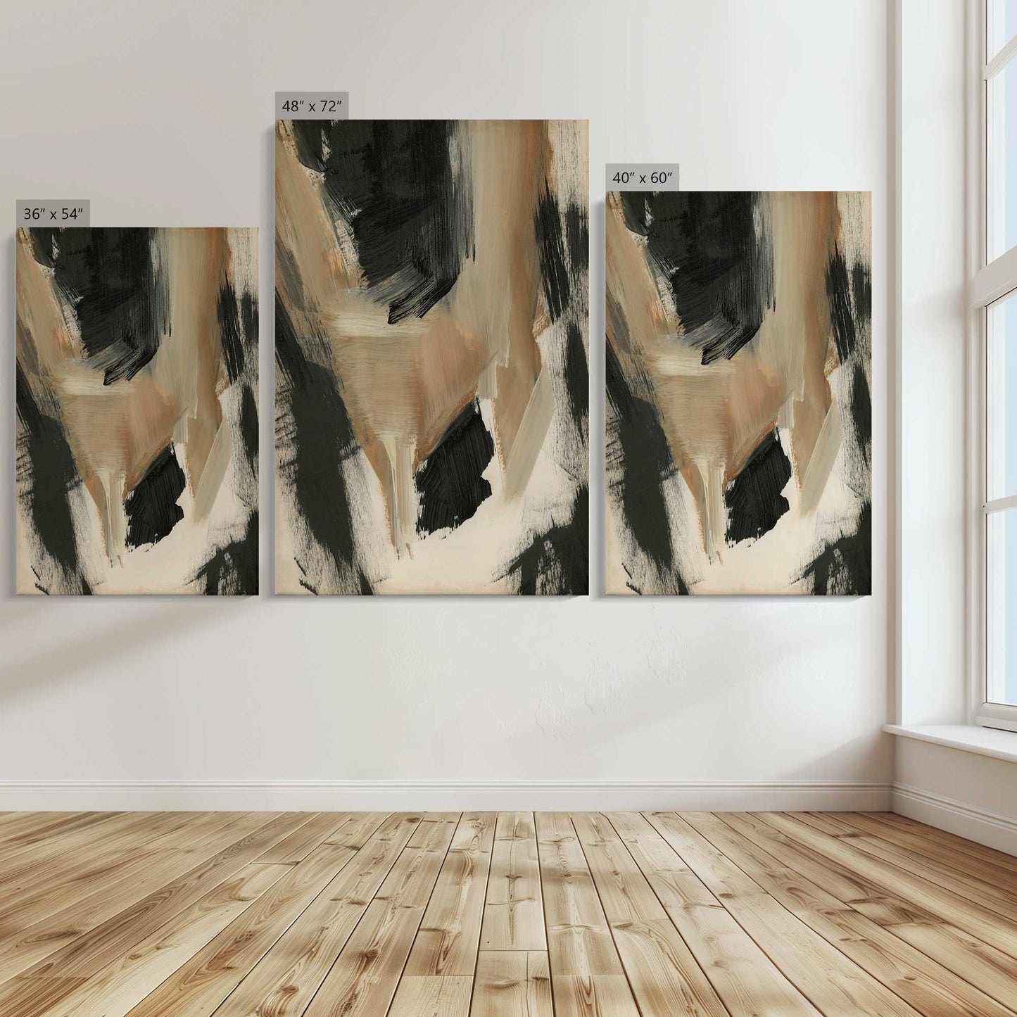 [Color:Stretched Canvas], Image showing the size comparisons