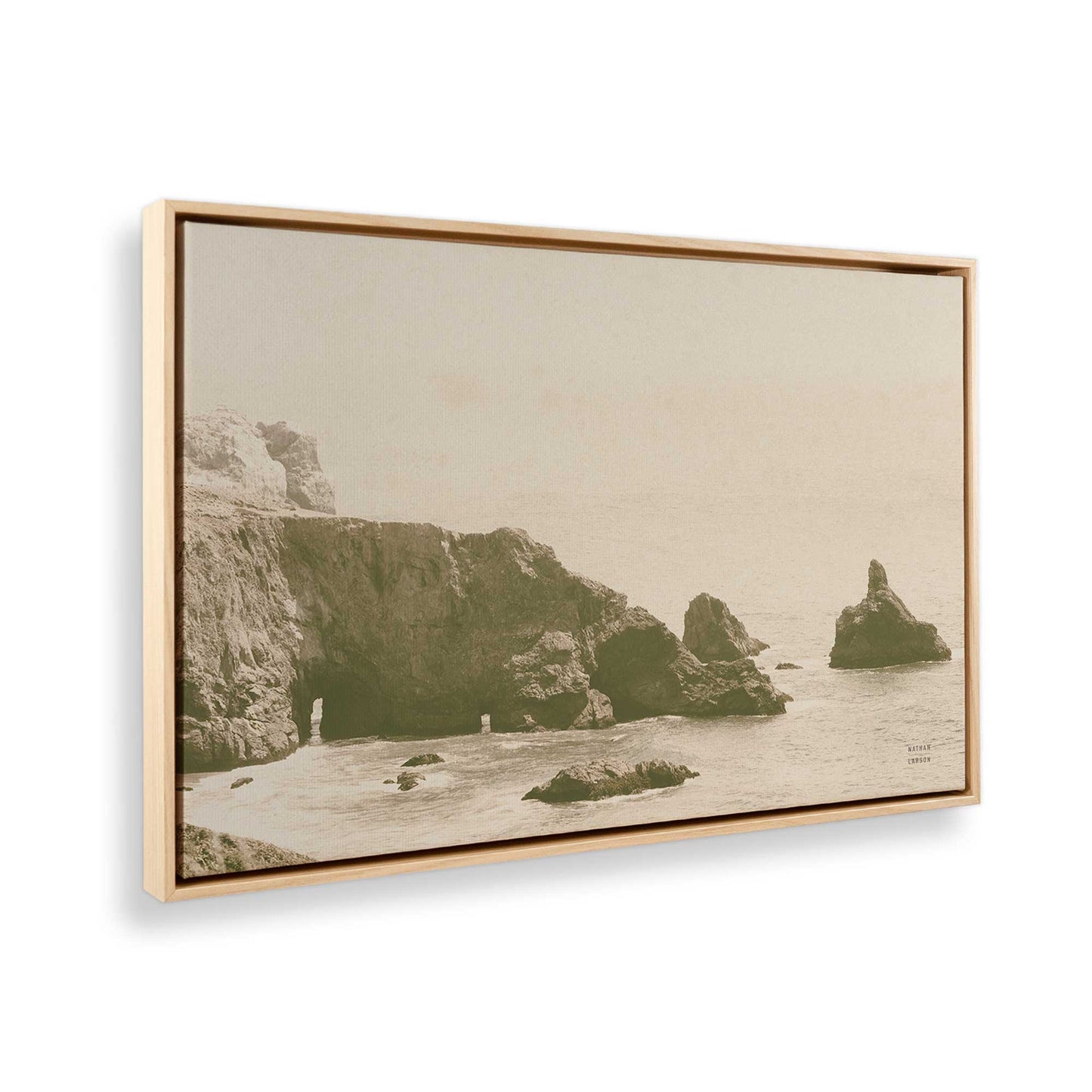 [Color:American Maple], Picture of art in a American Maple frame at an angle