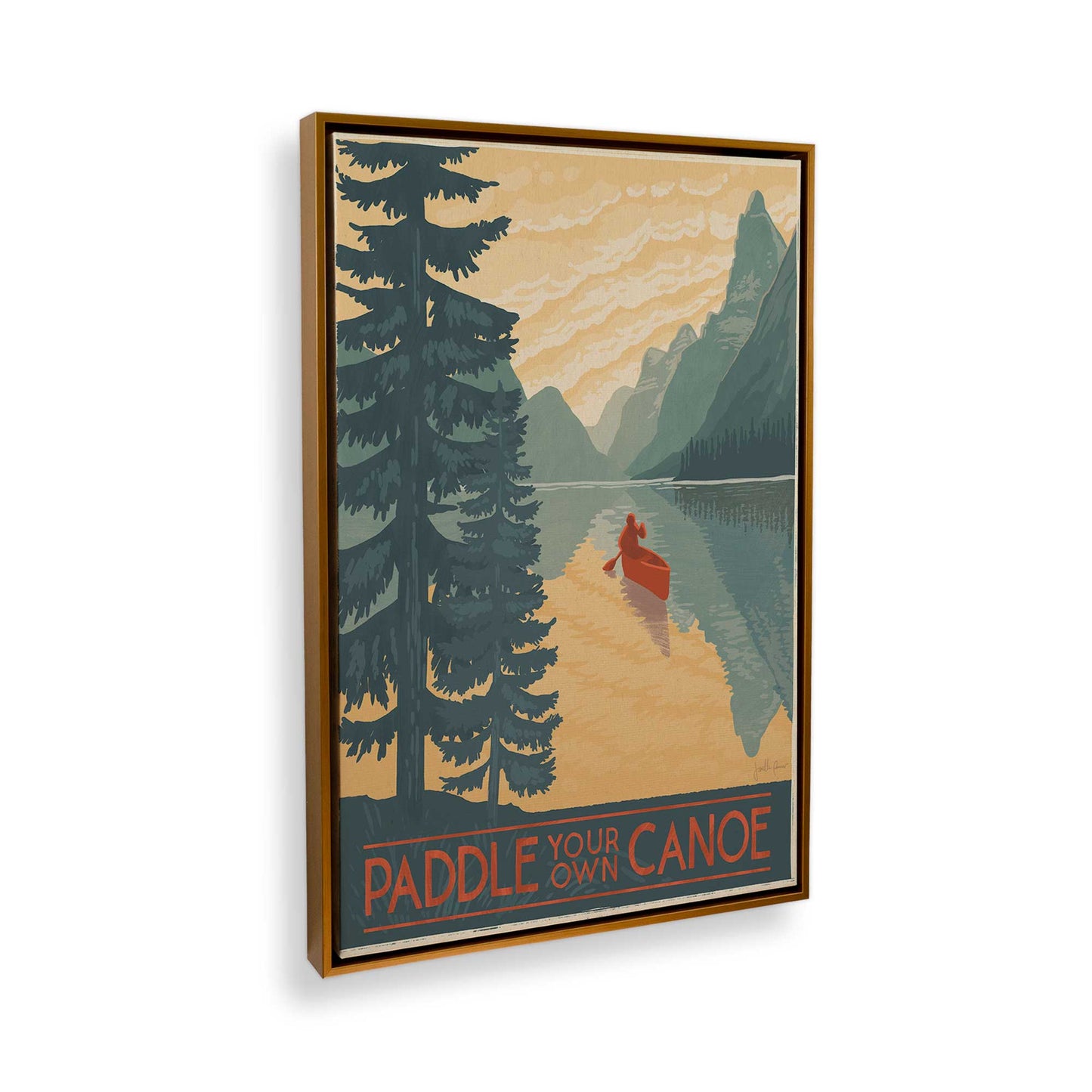 [Color:Polished Gold], Picture of art in a Polished Gold frame at an angle