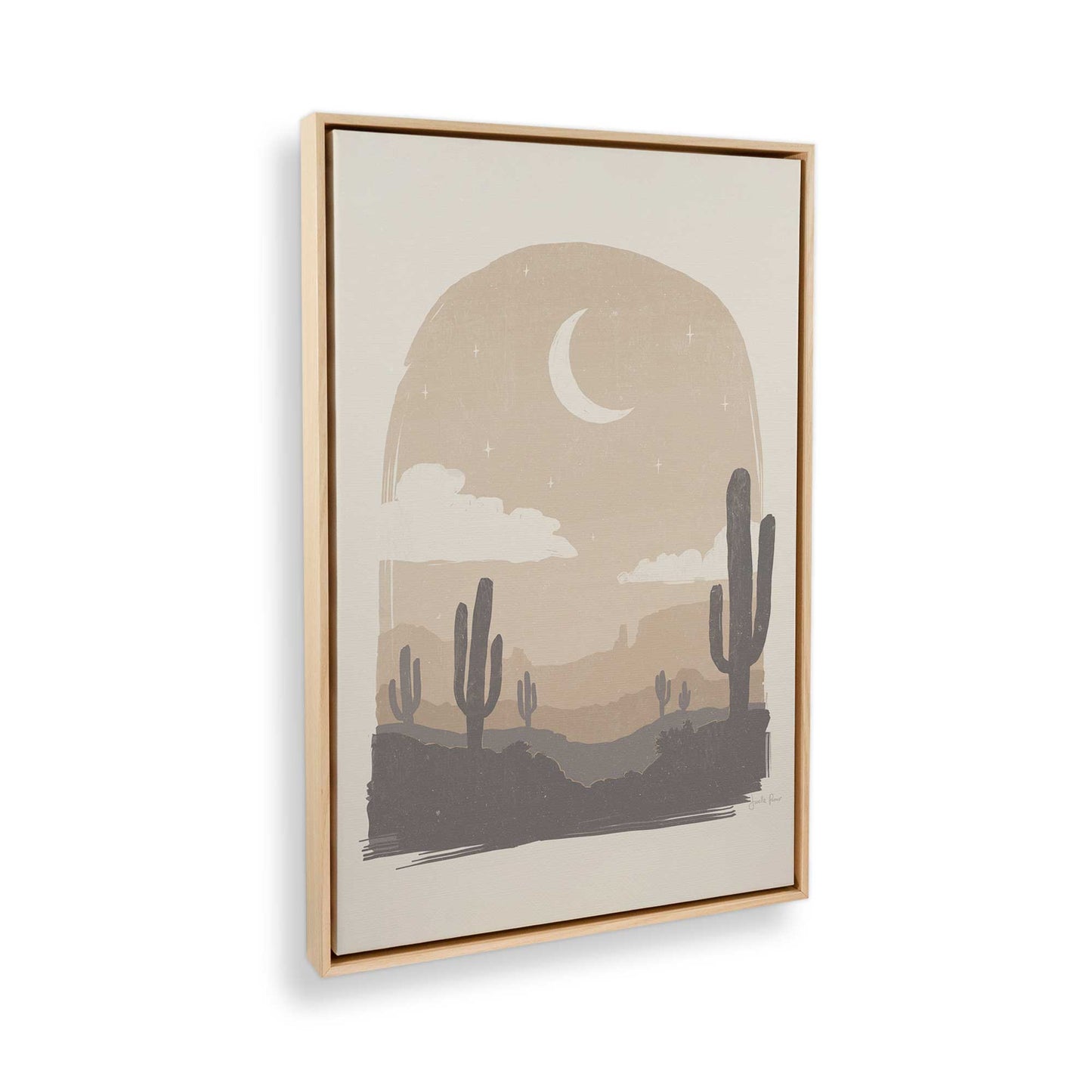 [Color:American Maple], Picture of art in a American Maple frame at an angle