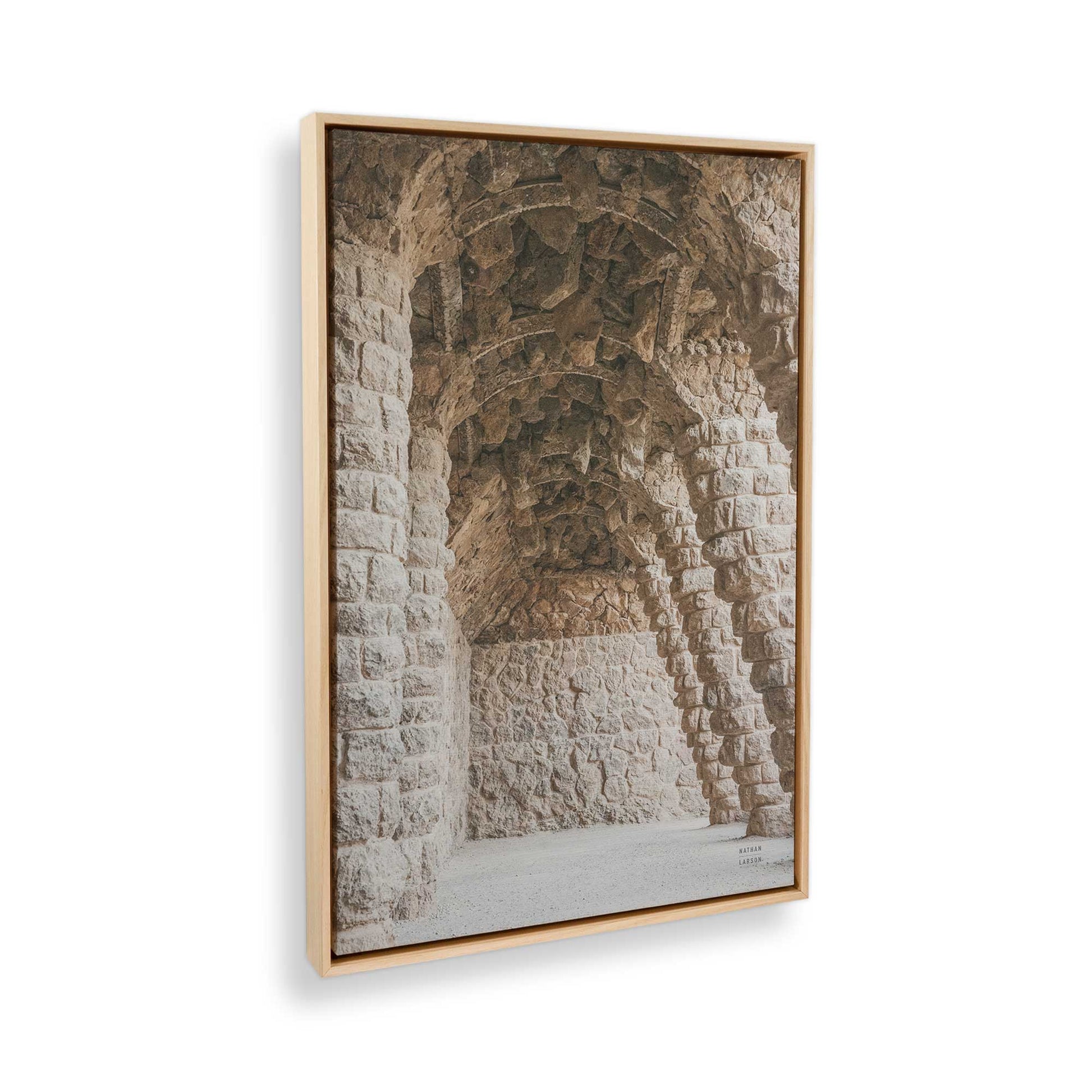 [Color:American Maple], Picture of art in a American Maple frame at an angle