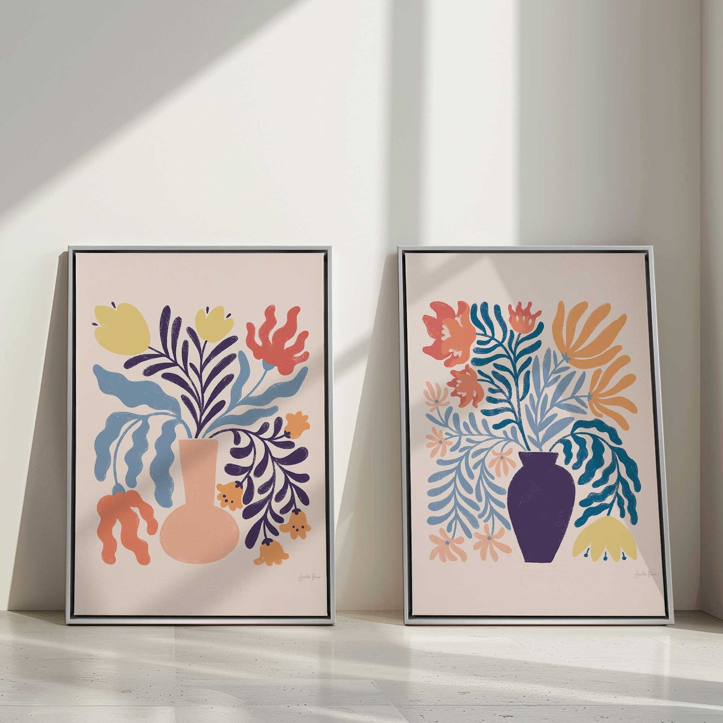 Playful Garden Vase, Set of 2 Print on Canvas