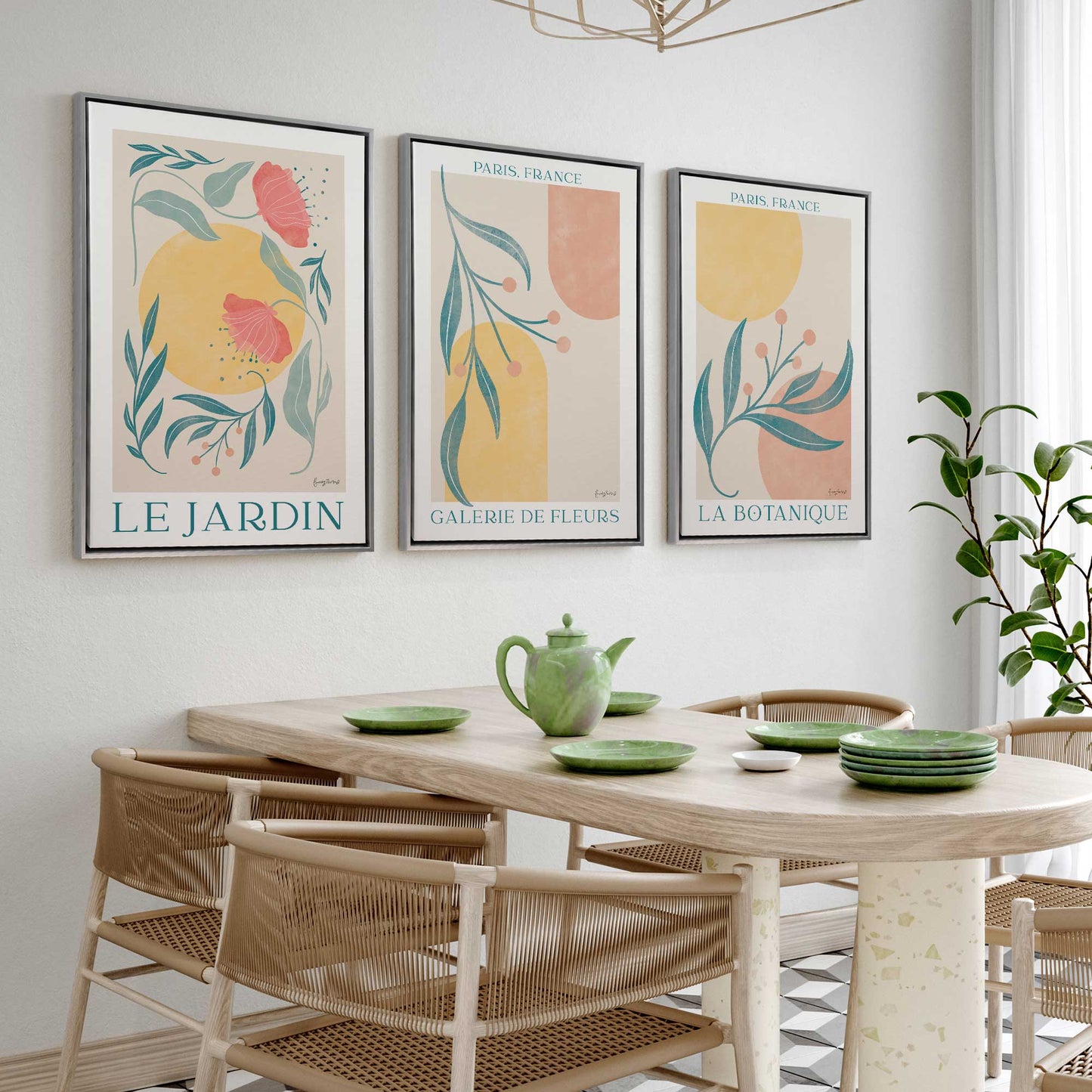 Sunlit Gardens, Set of 3 Print on Canvas