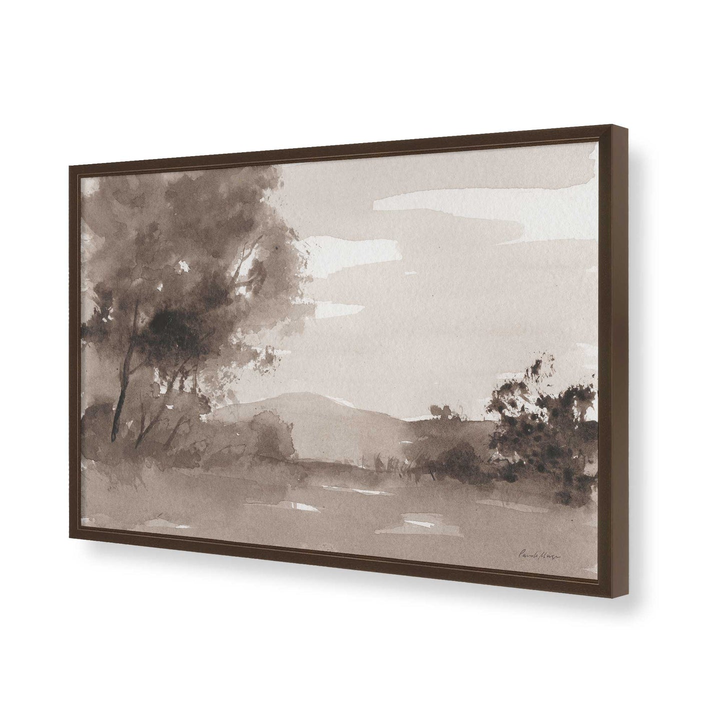 [Color:Brown], Picture of art in a Brown frame of the corner