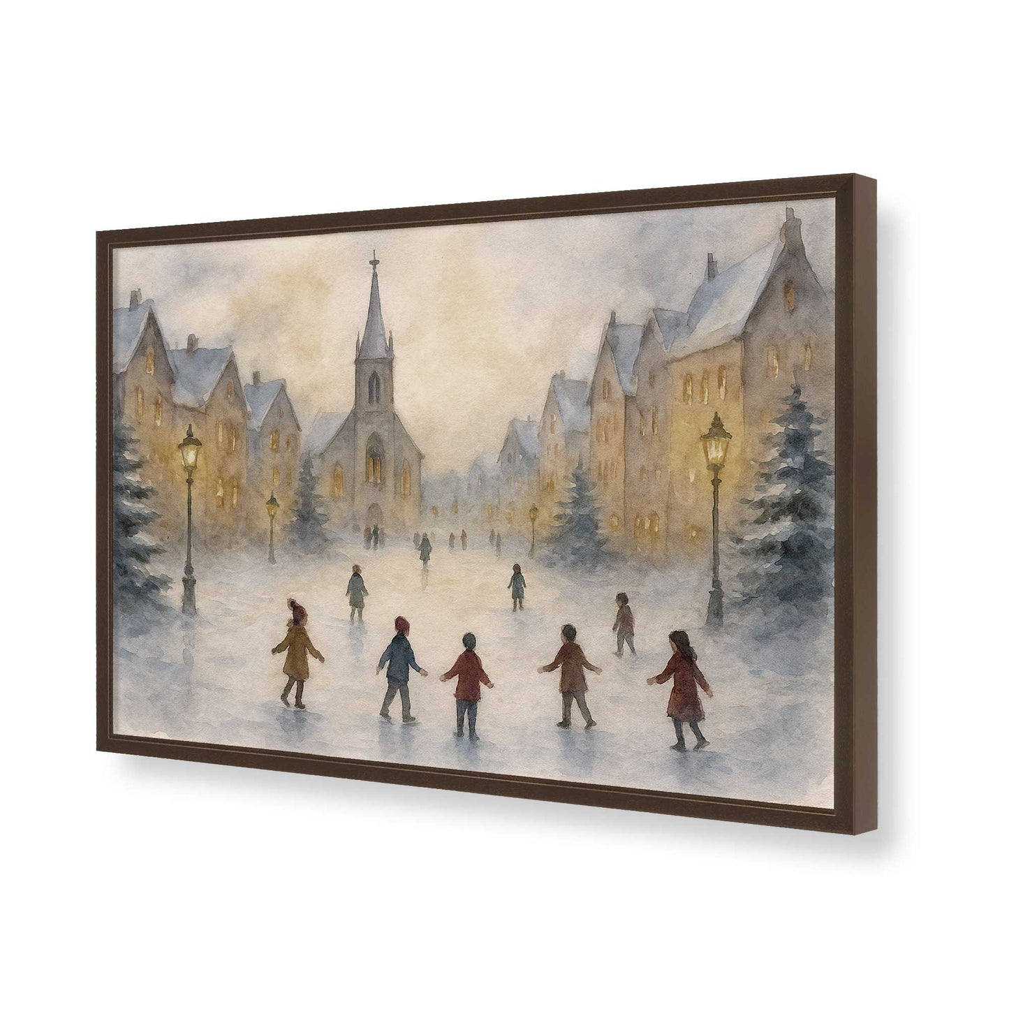 [Color:Brown], Picture of art in a Brown frame of the corner