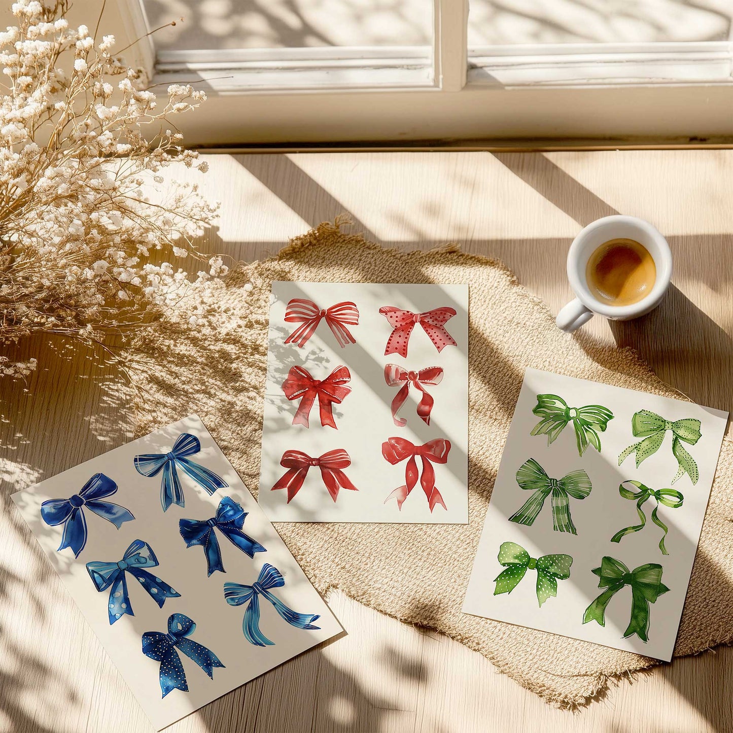 Ribbons of Cheer Set of 3 Prints