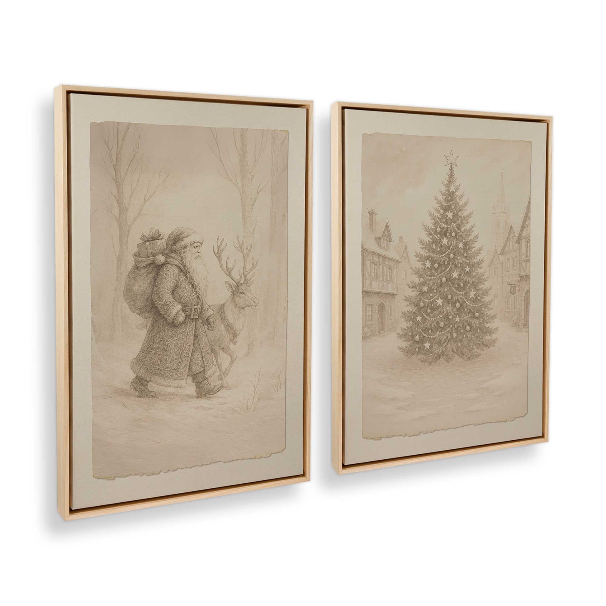 [Color:American Maple], Picture of art in a American Maple frame at an angle