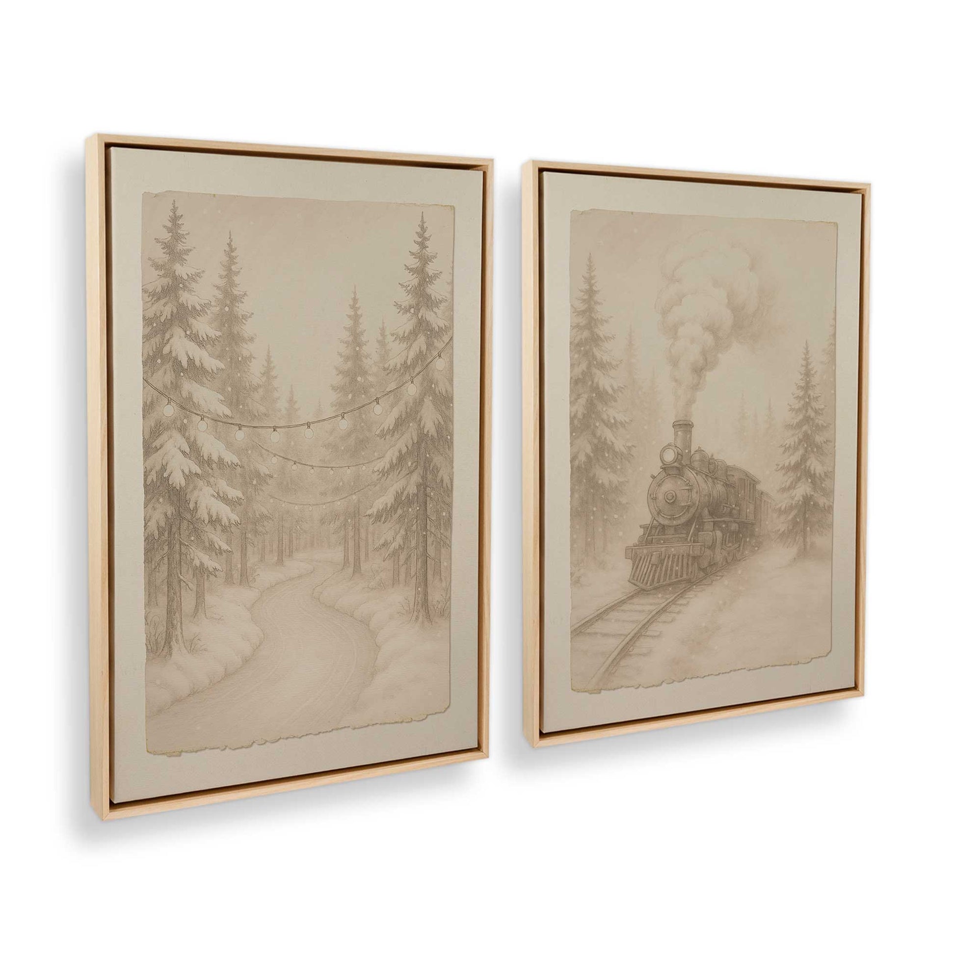 [Color:American Maple], Picture of art in a American Maple frame at an angle