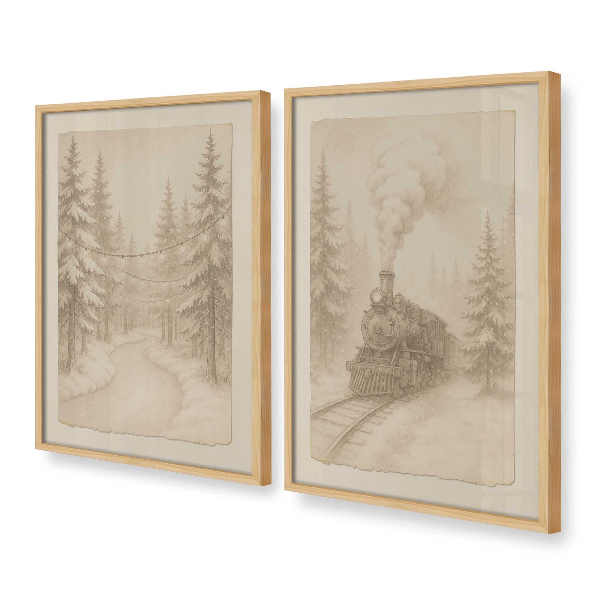 [Color:American Maple], Picture of art in a American Maple frame at an angle