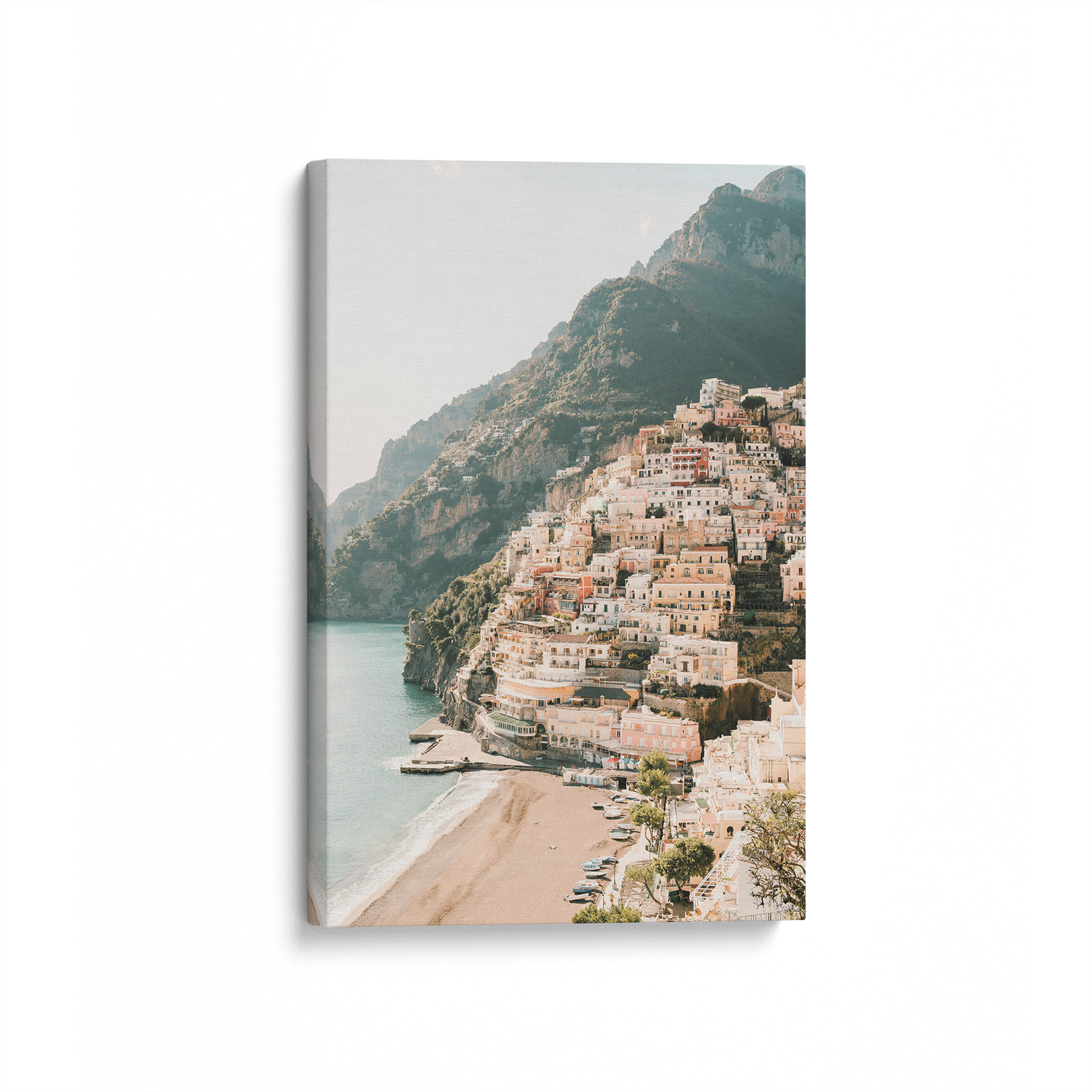 [color:Stretched Canvas], Picture of art in a black frame at angle