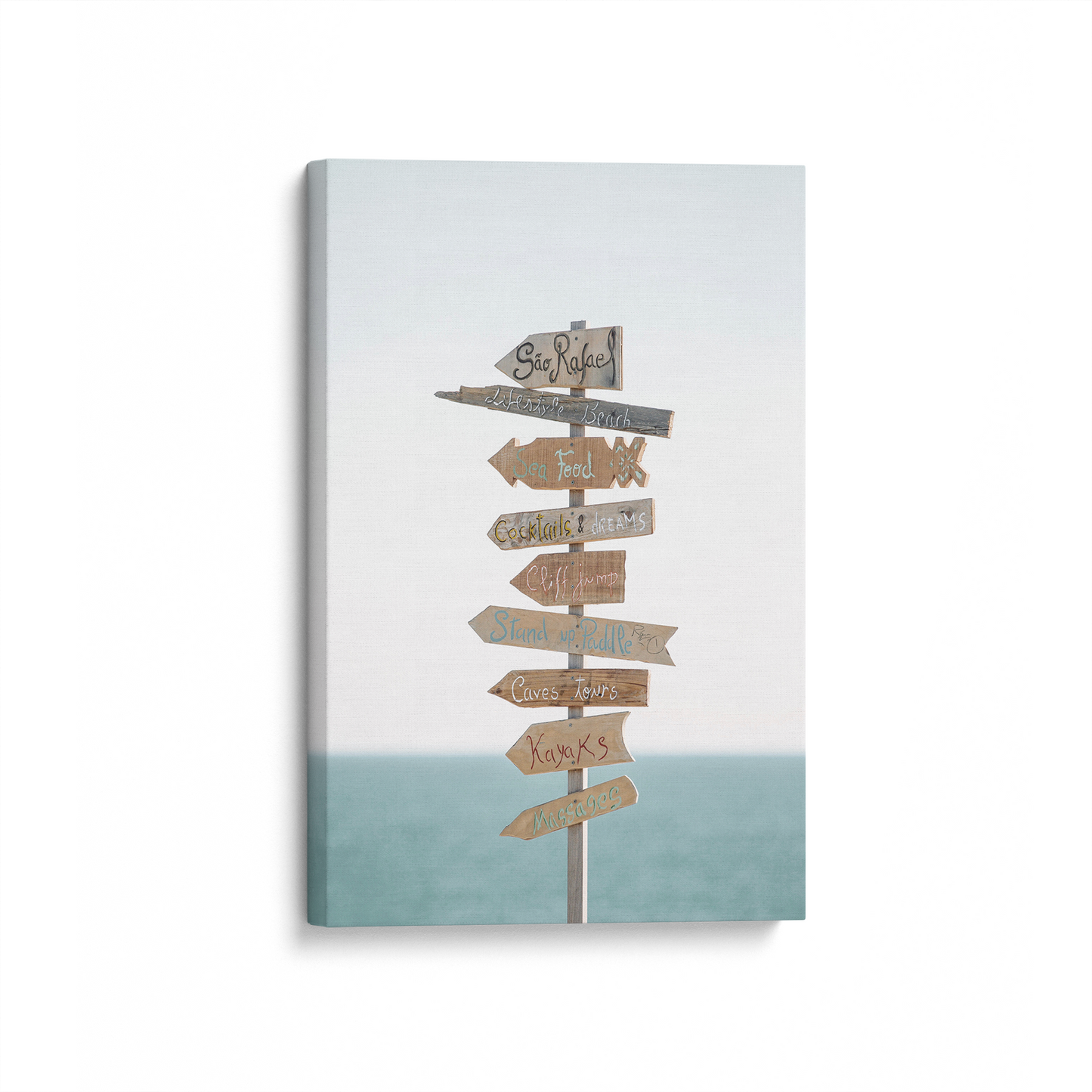 [color:Stretched Canvas], Picture of art in a black frame at angle