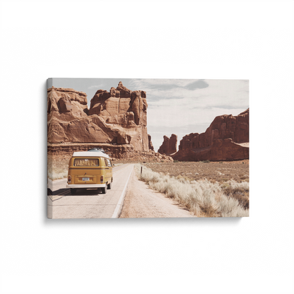 [color:Stretched Canvas], Picture of art in a black frame at angle