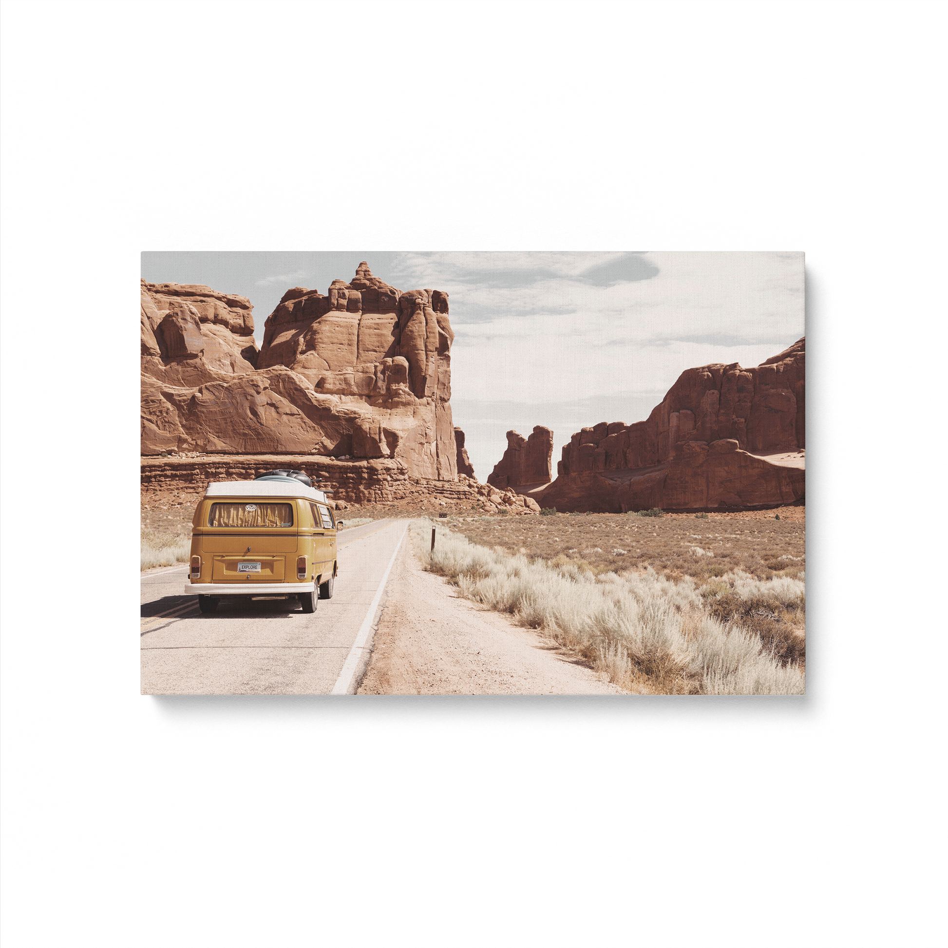 [color:Stretched Canvas], Picture of art in a black frame