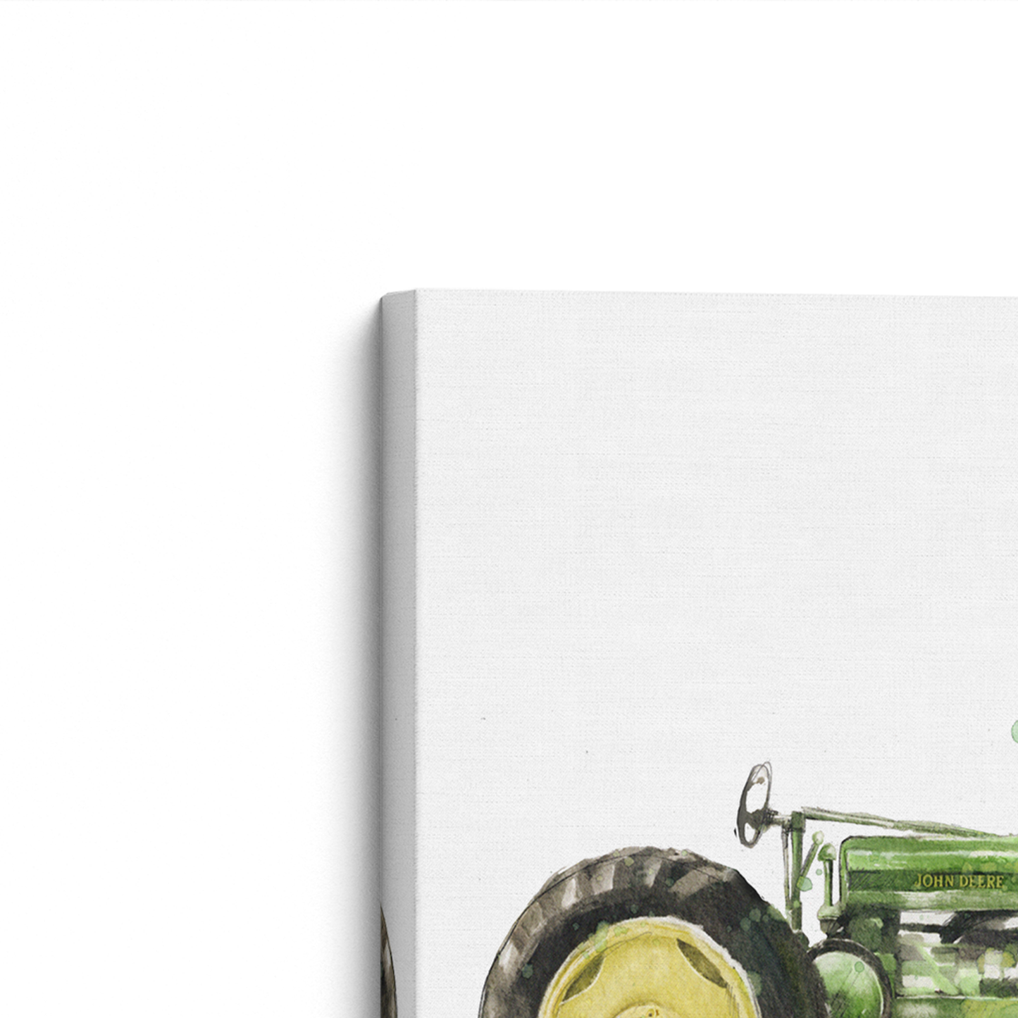[color:Stretched Canvas], Picture of art in a black frame at angle