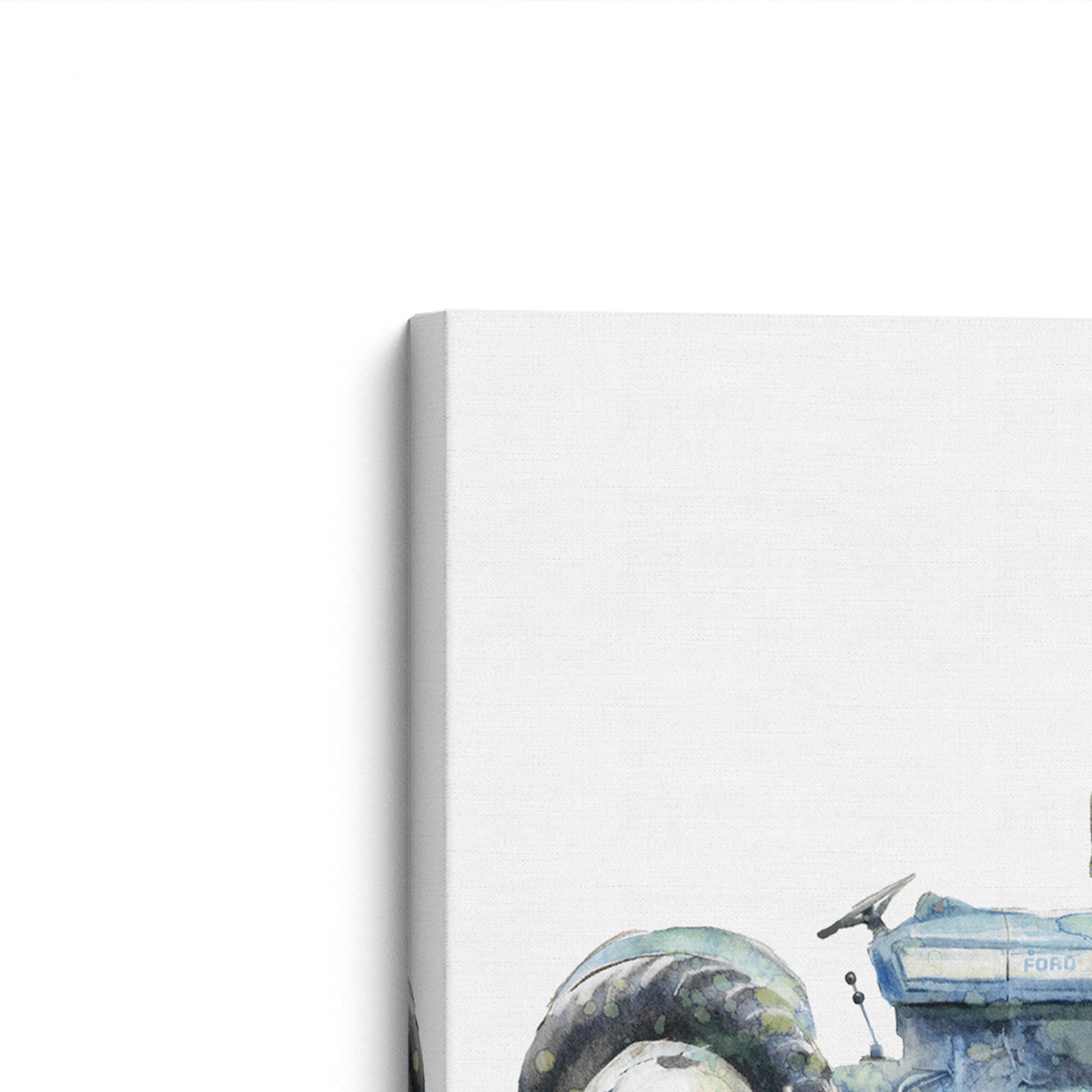 [color:Stretched Canvas], Picture of art in a black frame at angle