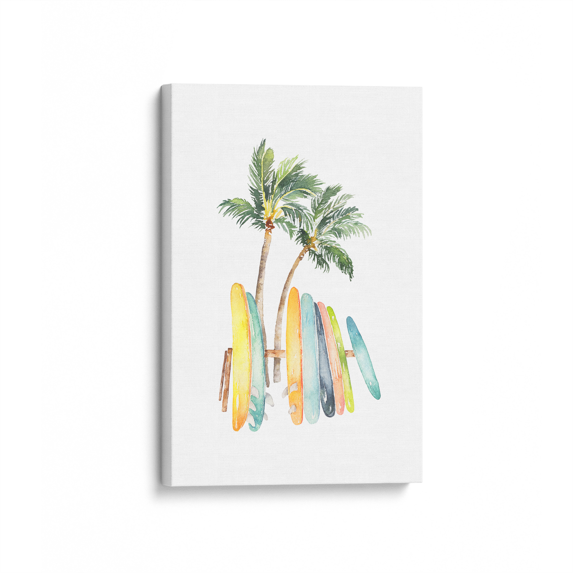 [color:Stretched Canvas], Picture of art in a black frame at angle