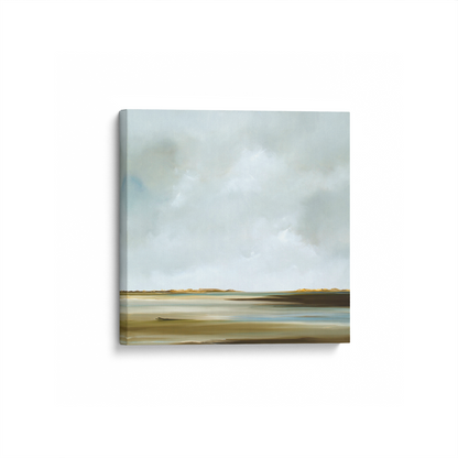 [color:Stretched Canvas],[shape:square], Picture of art in a black frame at angle