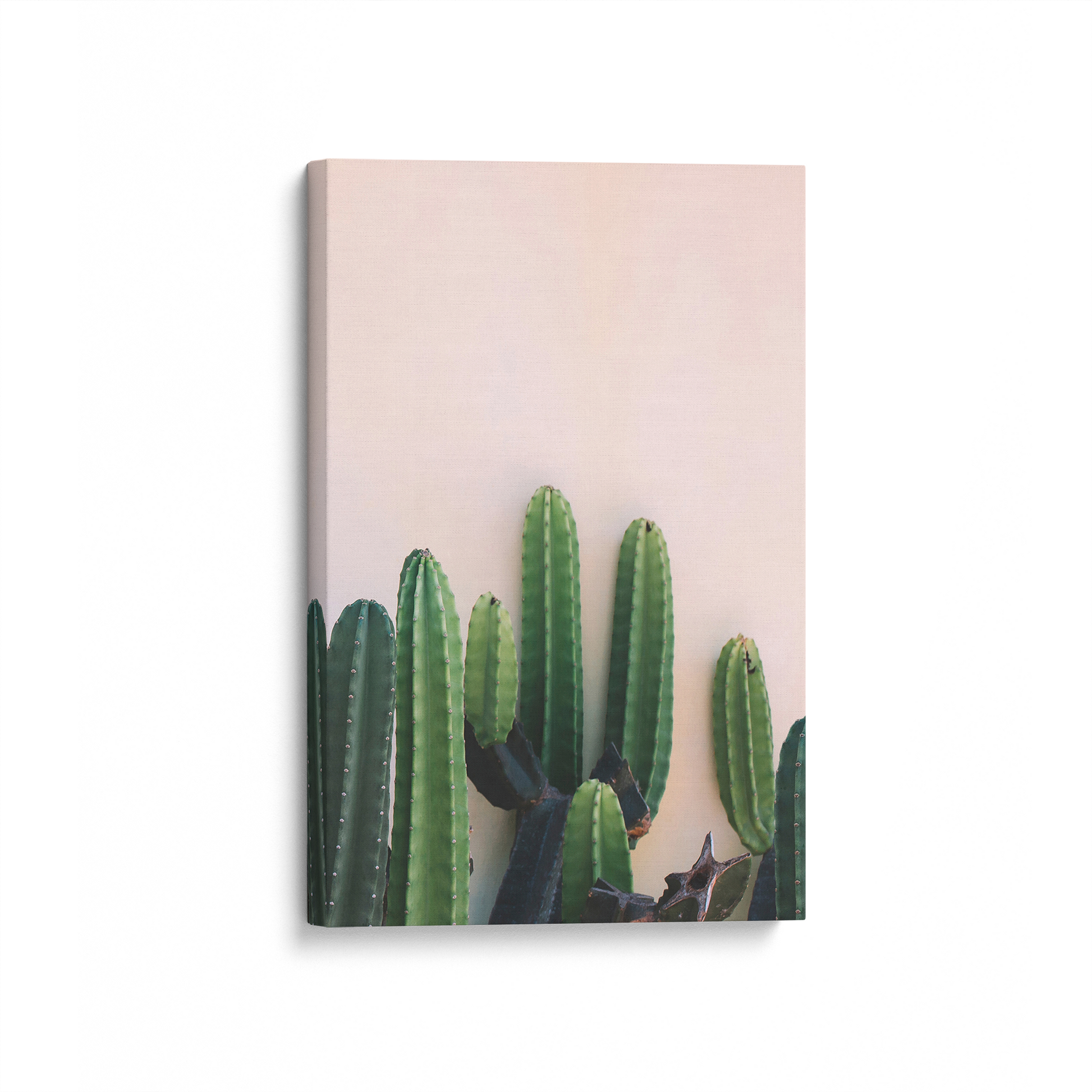 [color:Stretched Canvas], Picture of art in a black frame at angle