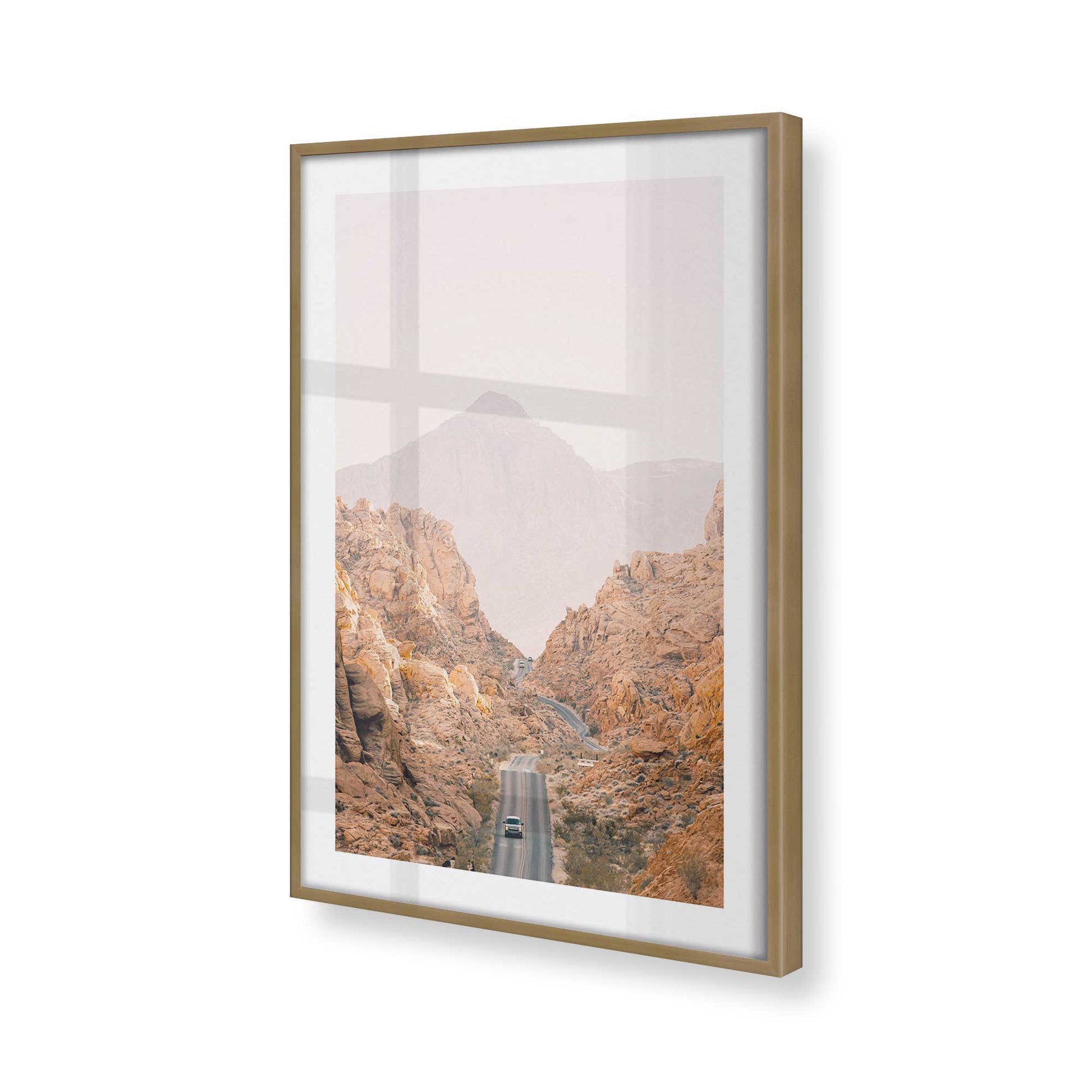 [Color:Brushed Gold], Picture of art in a Brushed Gold frame at an angle