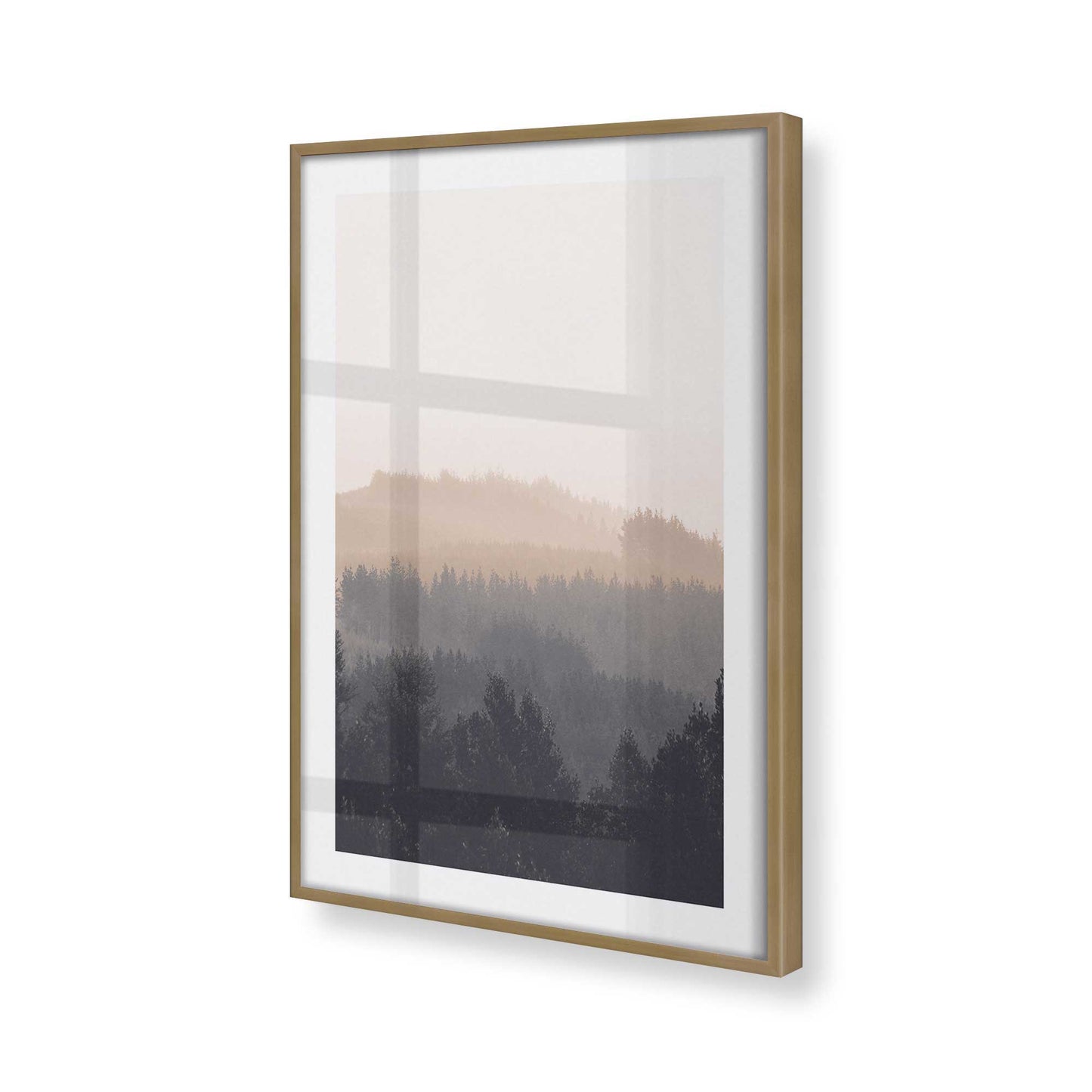 [Color:Brushed Gold], Picture of art in a Brushed Gold frame at an angle