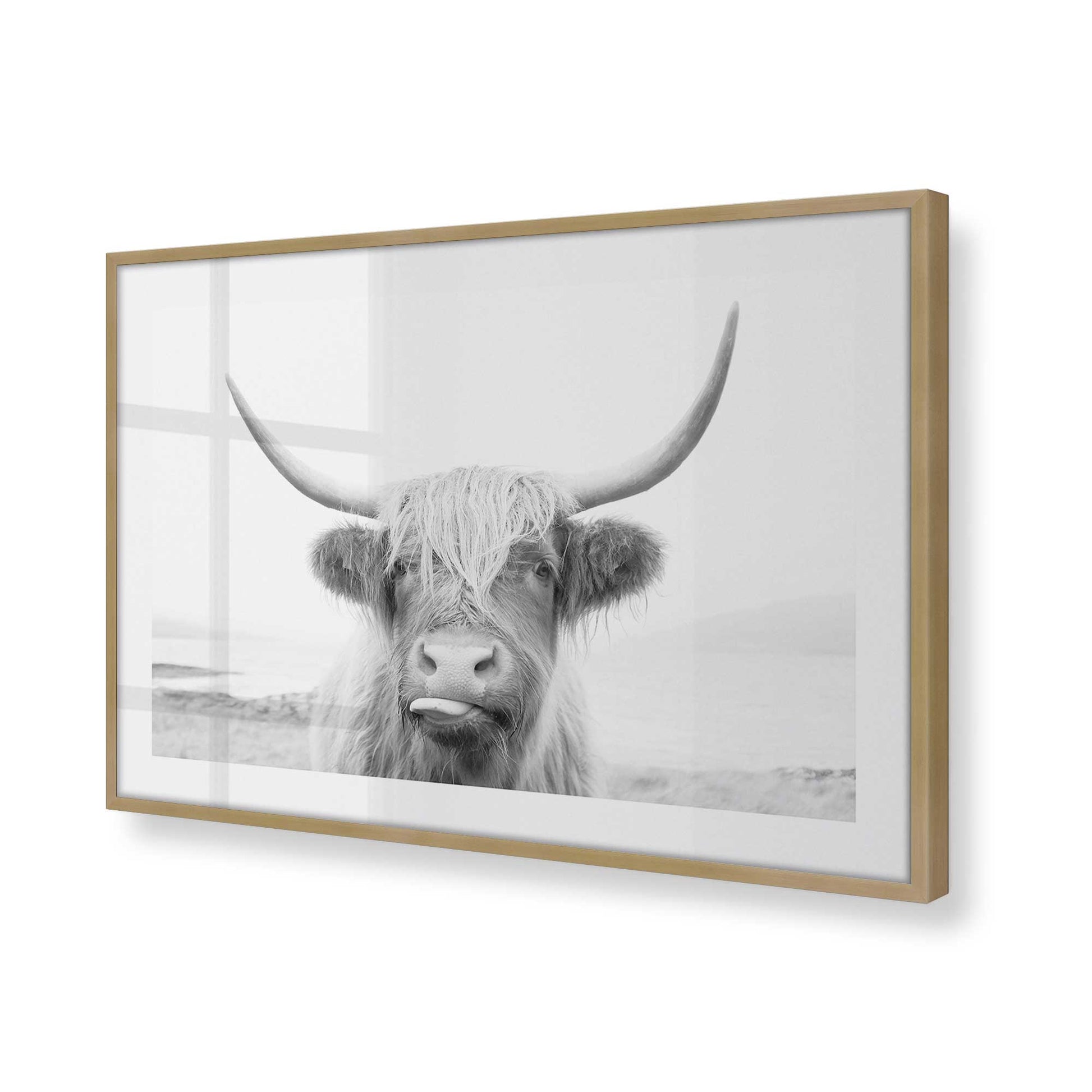 [Color:Brushed Gold], Picture of art in a Brushed Gold frame at an angle