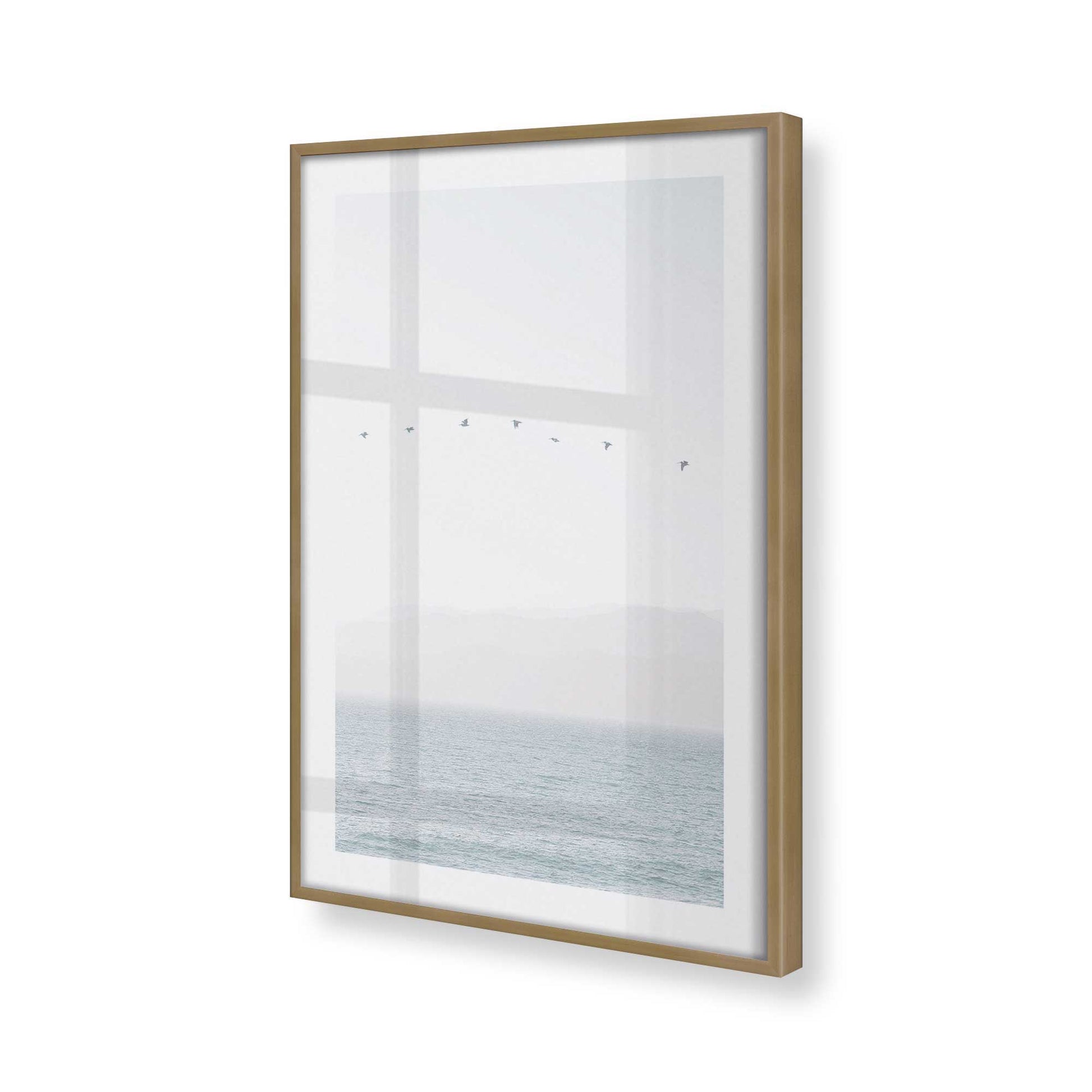 [Color:Brushed Gold], Picture of art in a Brushed Gold frame at an angle
