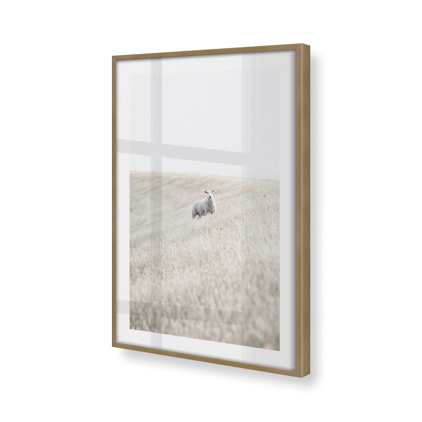 [Color:Brushed Gold], Picture of art in a Brushed Gold frame at an angle