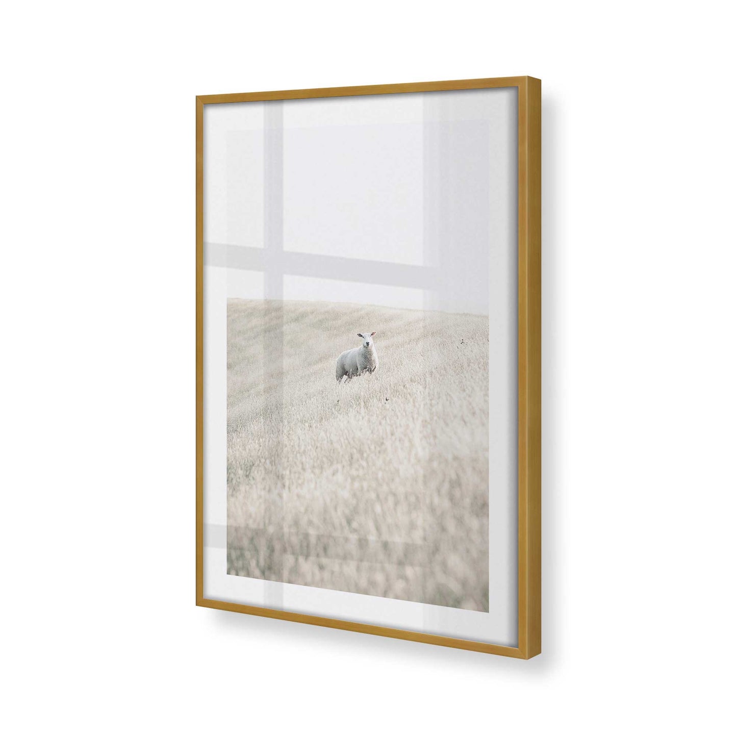 [Color:Polished Gold], Picture of art in a Polished Gold frame at an angle