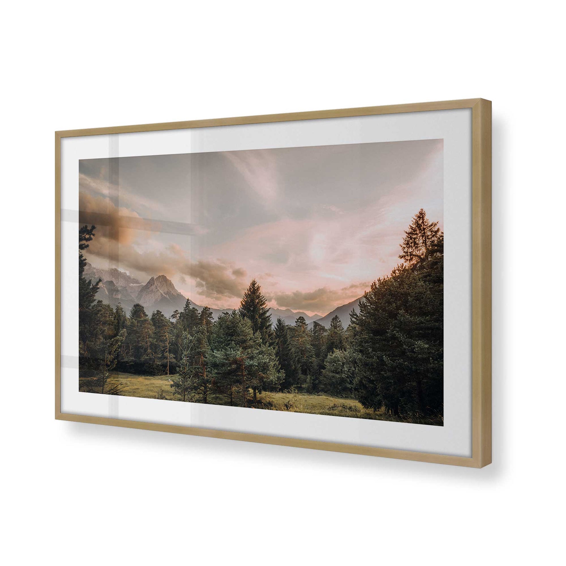 [Color:Brushed Gold], Picture of art in a Brushed Gold frame at an angle