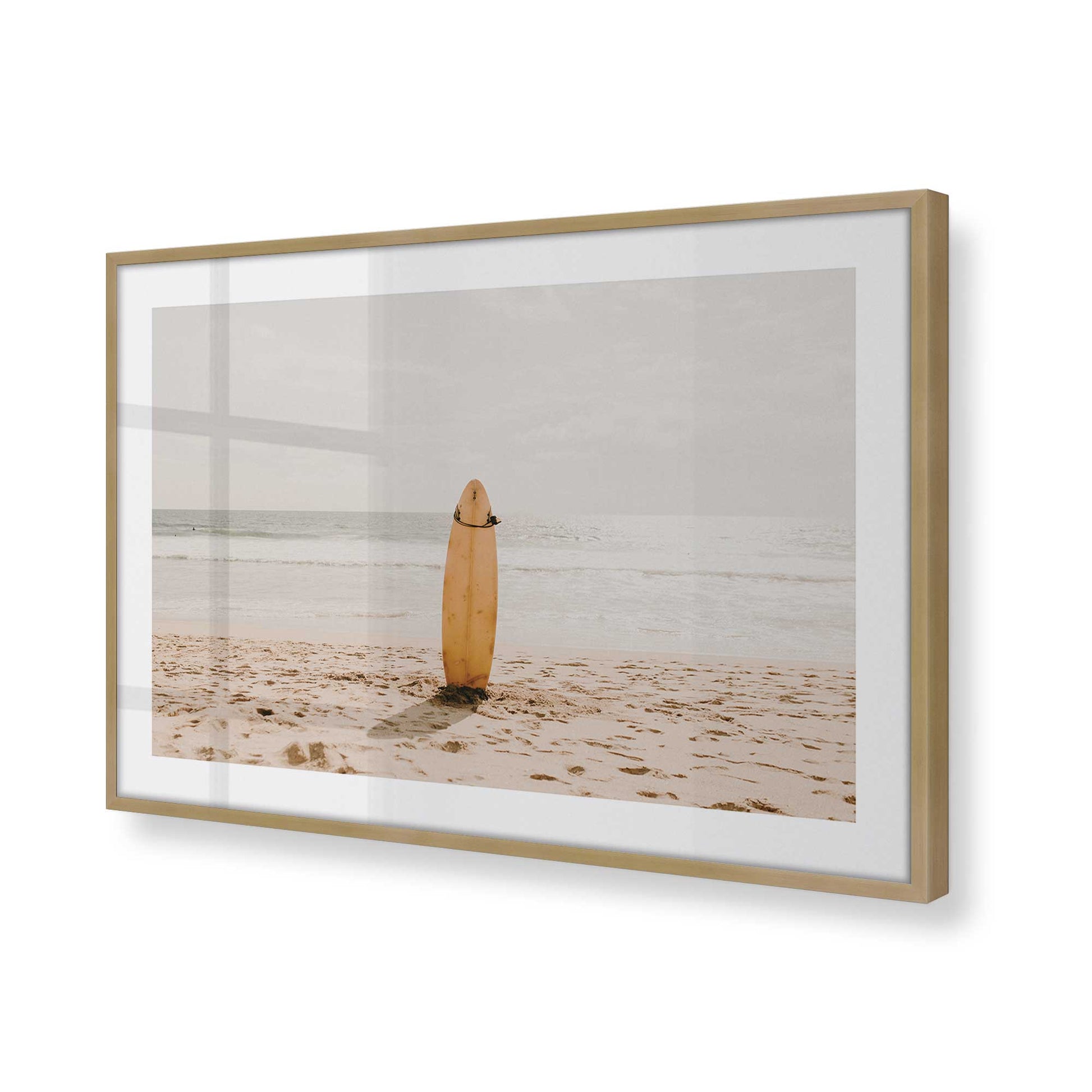 [Color:Brushed Gold], Picture of art in a Brushed Gold frame at an angle