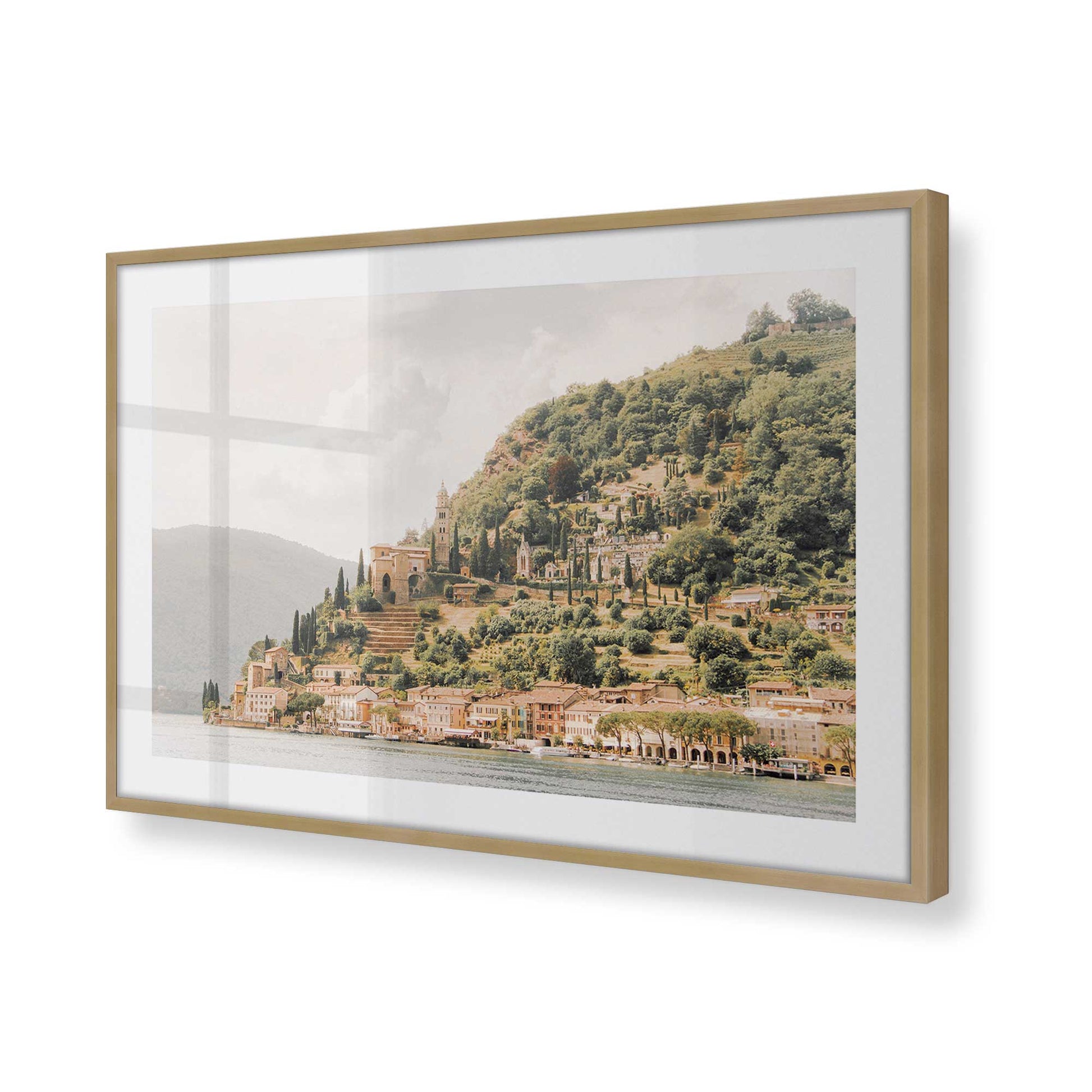 [Color:Brushed Gold], Picture of art in a Brushed Gold frame at an angle
