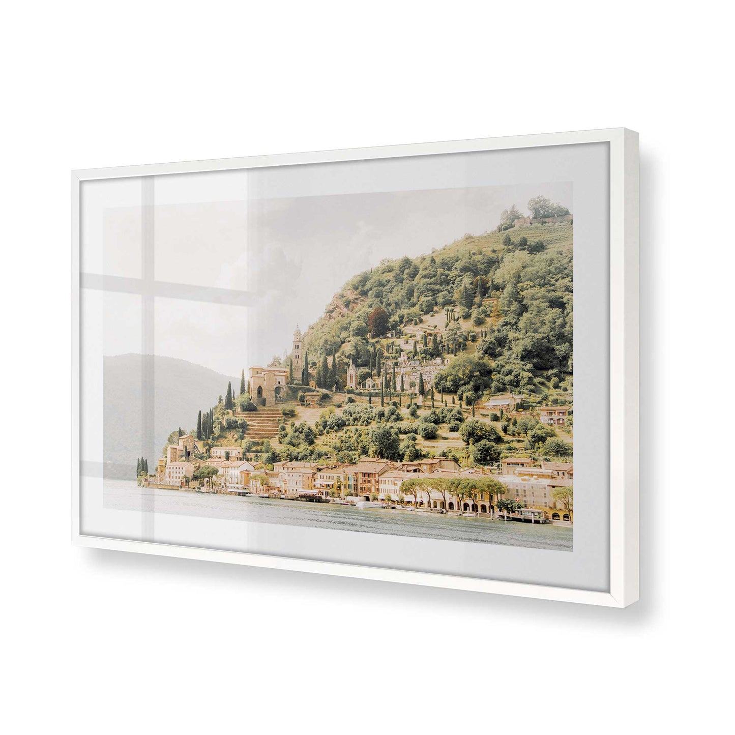 [Color:Opaque White], Picture of art in a Opaque White frame at an angle