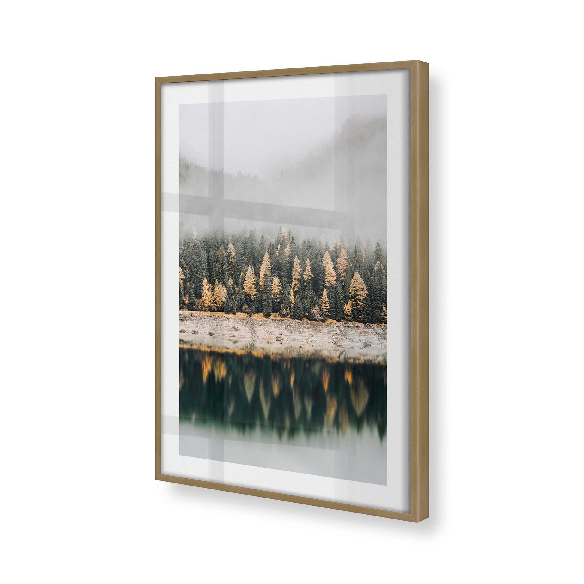 [Color:Brushed Gold], Picture of art in a Brushed Gold frame at an angle