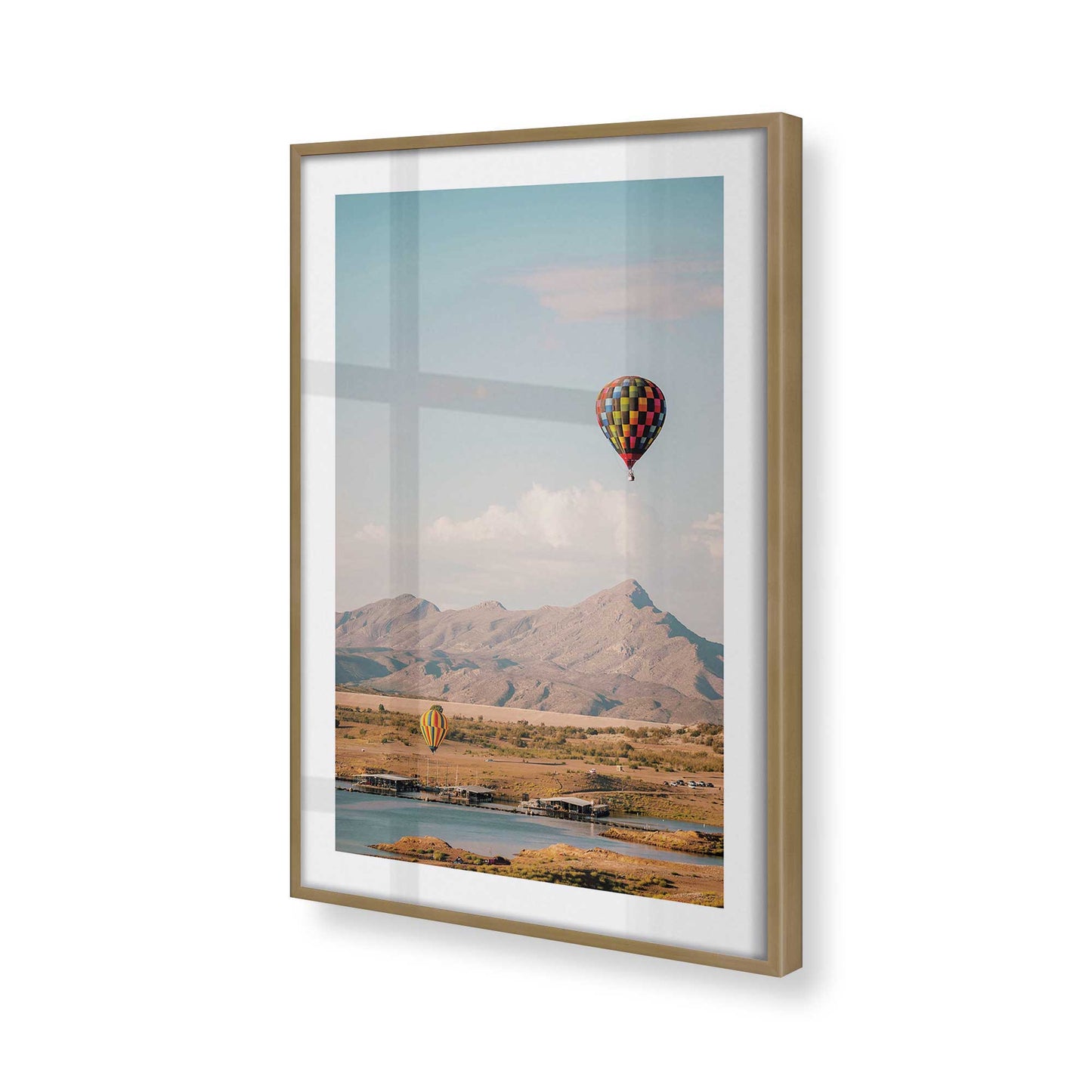 [Color:Brushed Gold], Picture of art in a Brushed Gold frame at an angle