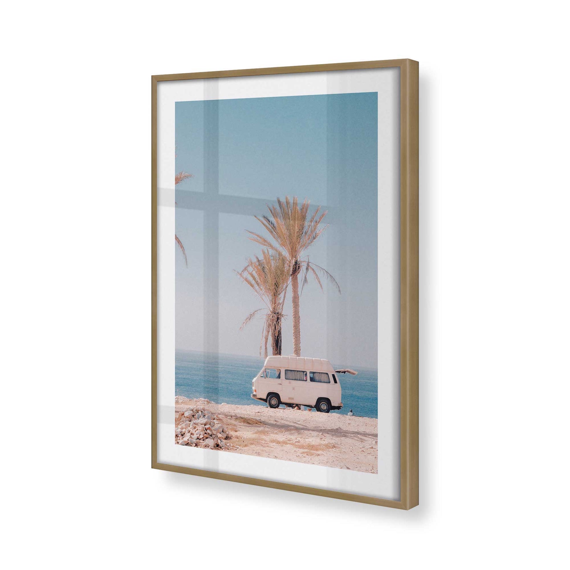 [Color:Brushed Gold], Picture of art in a Brushed Gold frame at an angle