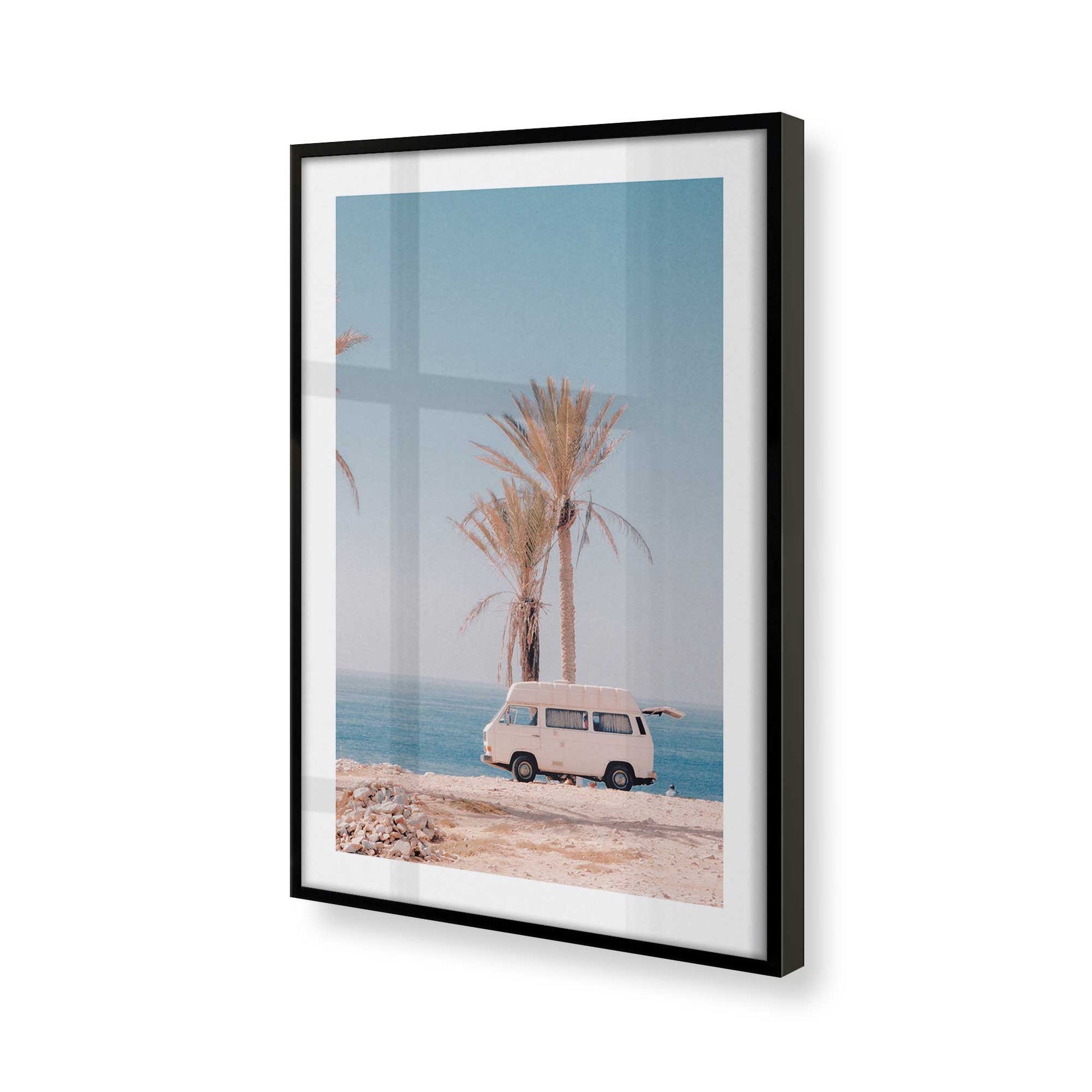 [Color:Satin Black], Picture of art in a Satin Black frame at an angle