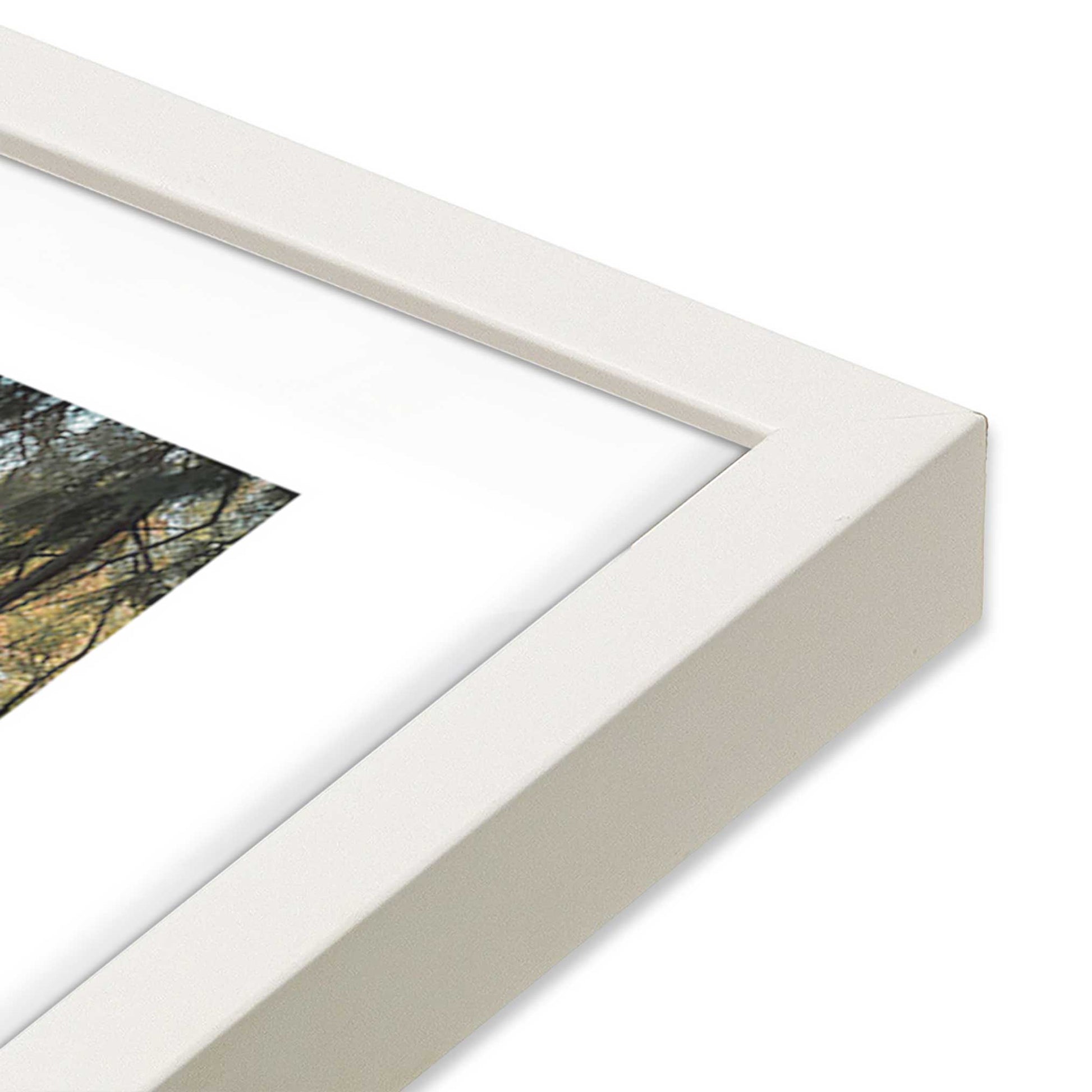 [Color:Opaque White], Picture of art in a Opaque White frame at an angle
